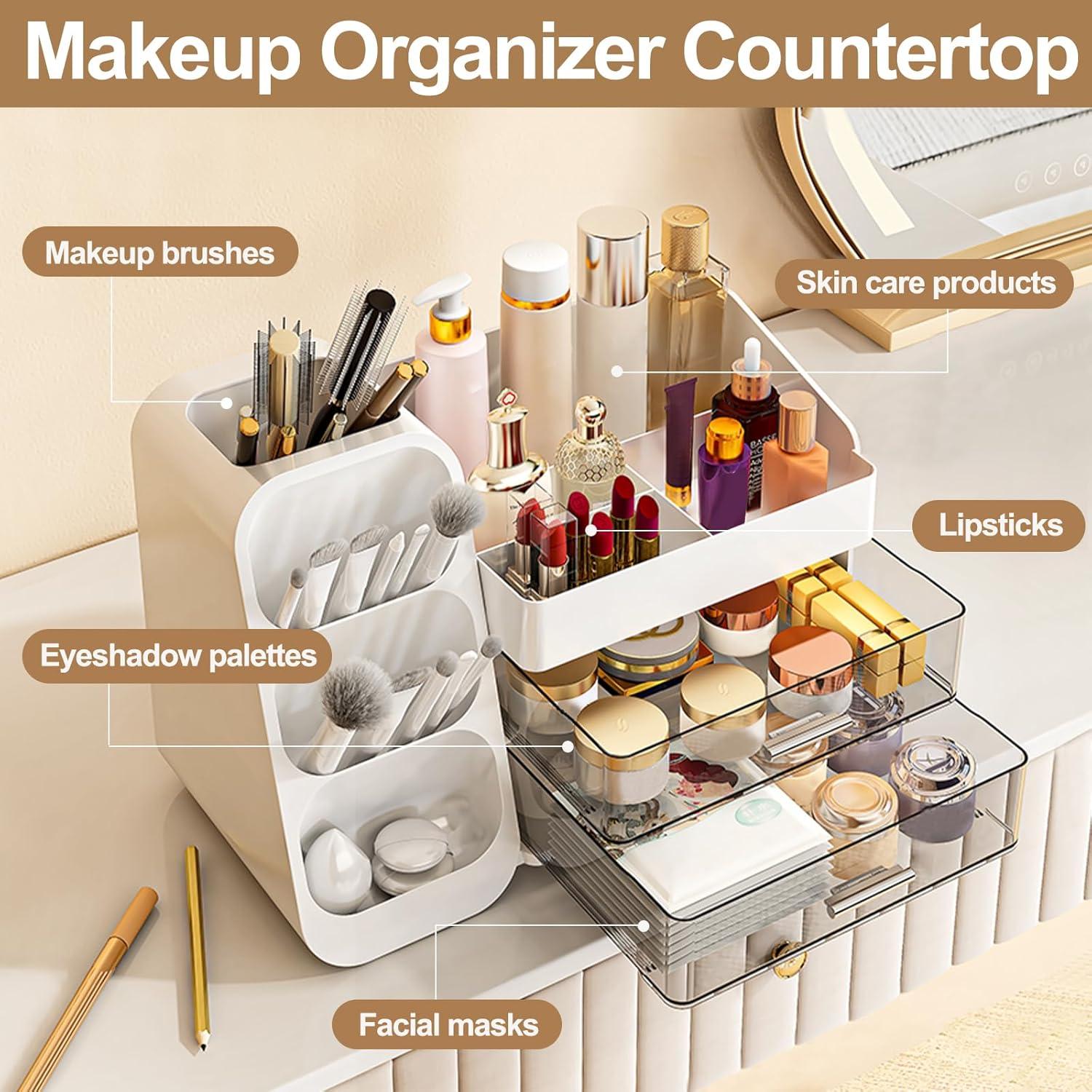 Organizador de Maquillaje Sunoyar Blanco con Cajones y Soporte