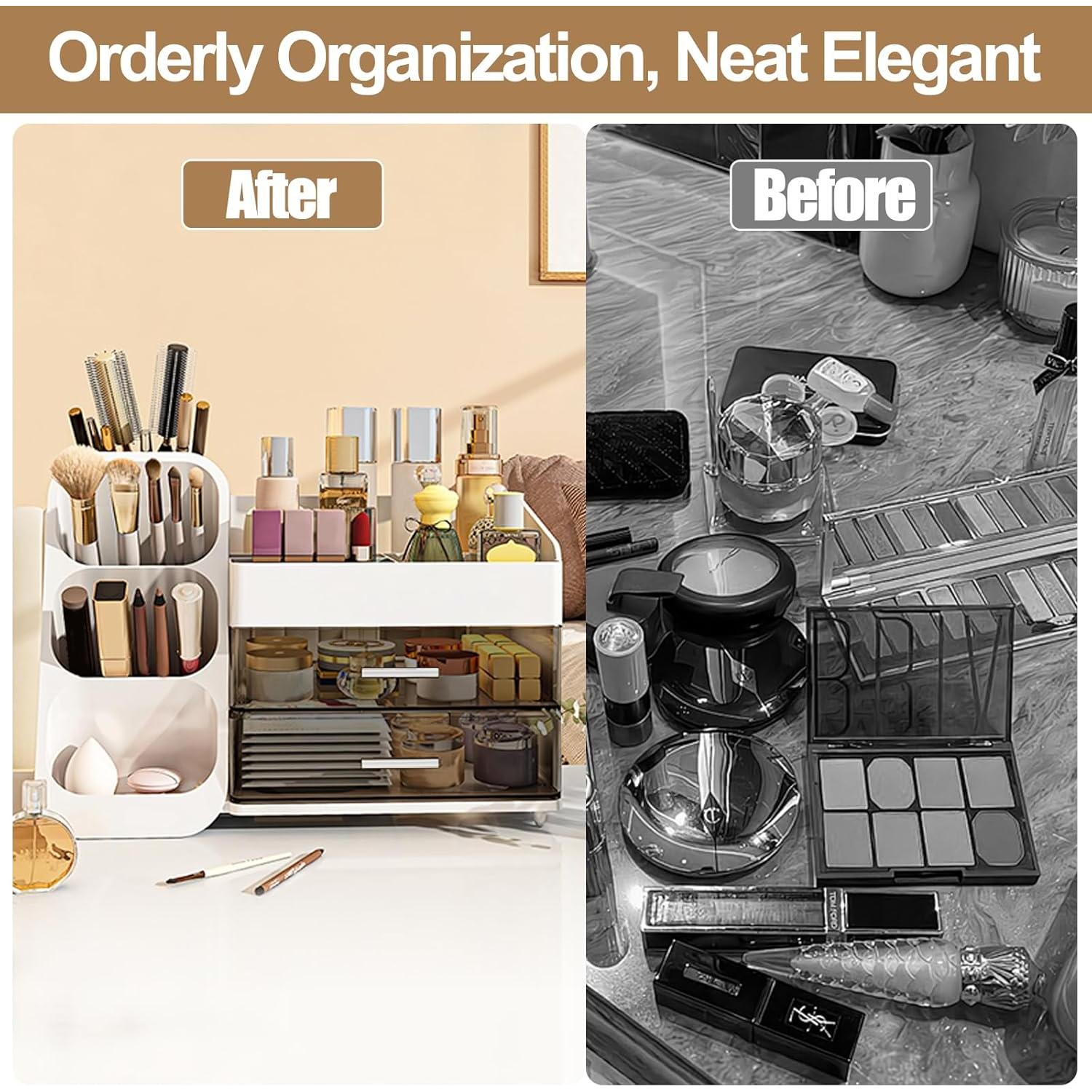 Organizador de Maquillaje Sunoyar Blanco con Cajones y Soporte