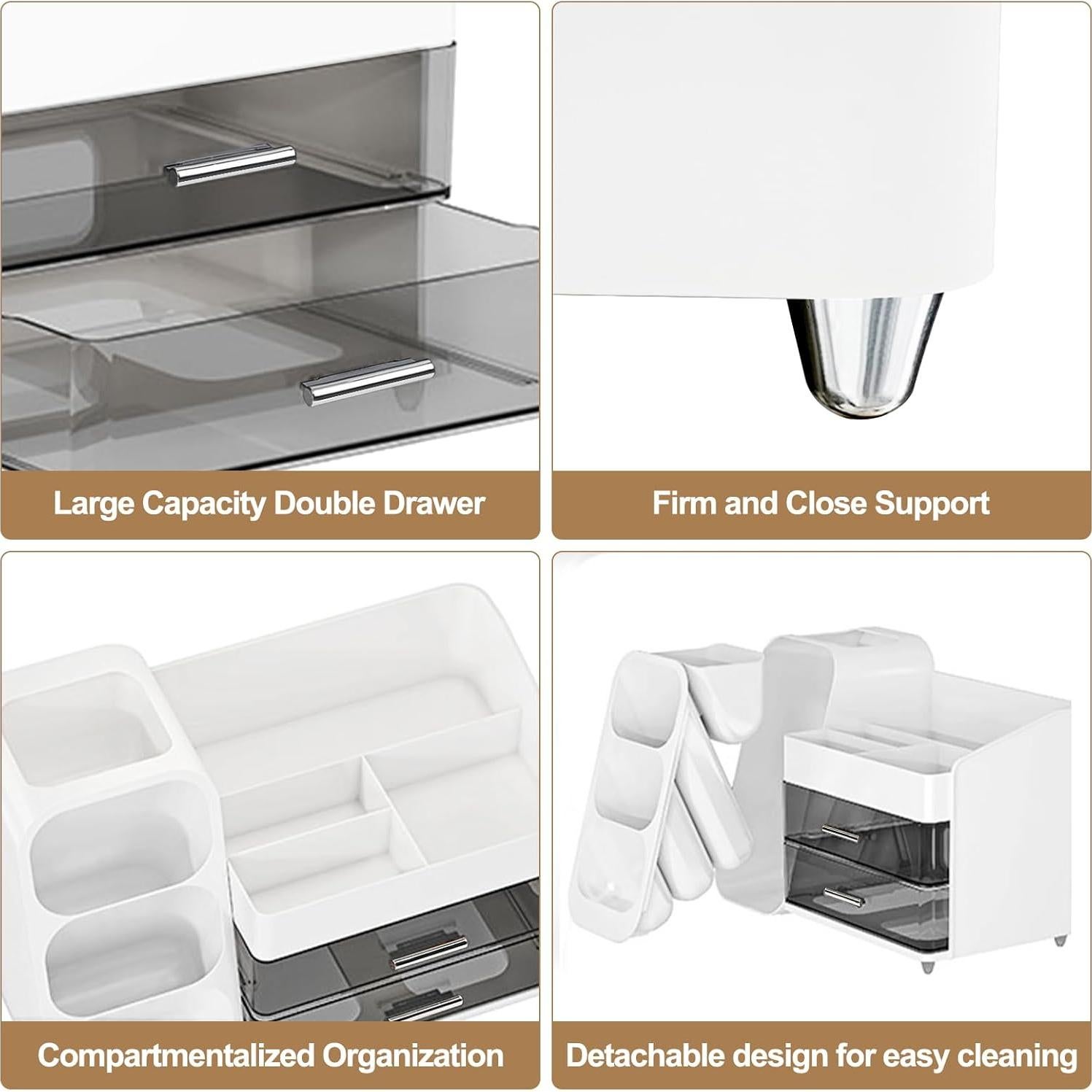 Organizador de Maquillaje Sunoyar Blanco con Cajones y Soporte