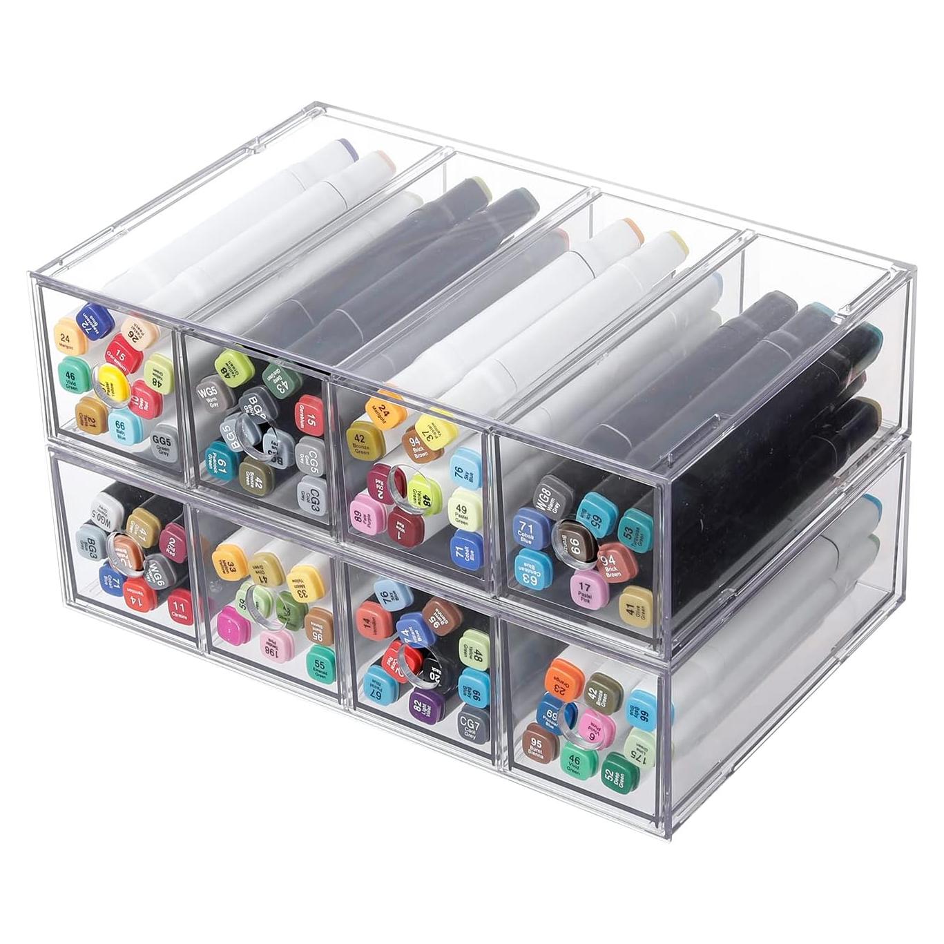 Organizador de Escritorio Yesesion 2 Paquetes 4 Cajones Transparente