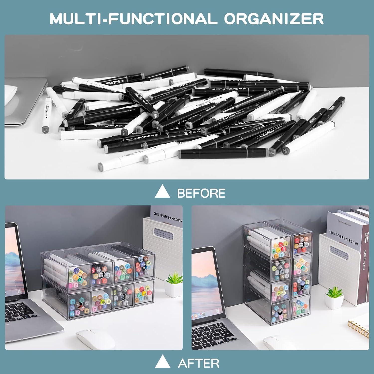 Organizador de Escritorio Yesesion 2 Paquetes 4 Cajones Transparente