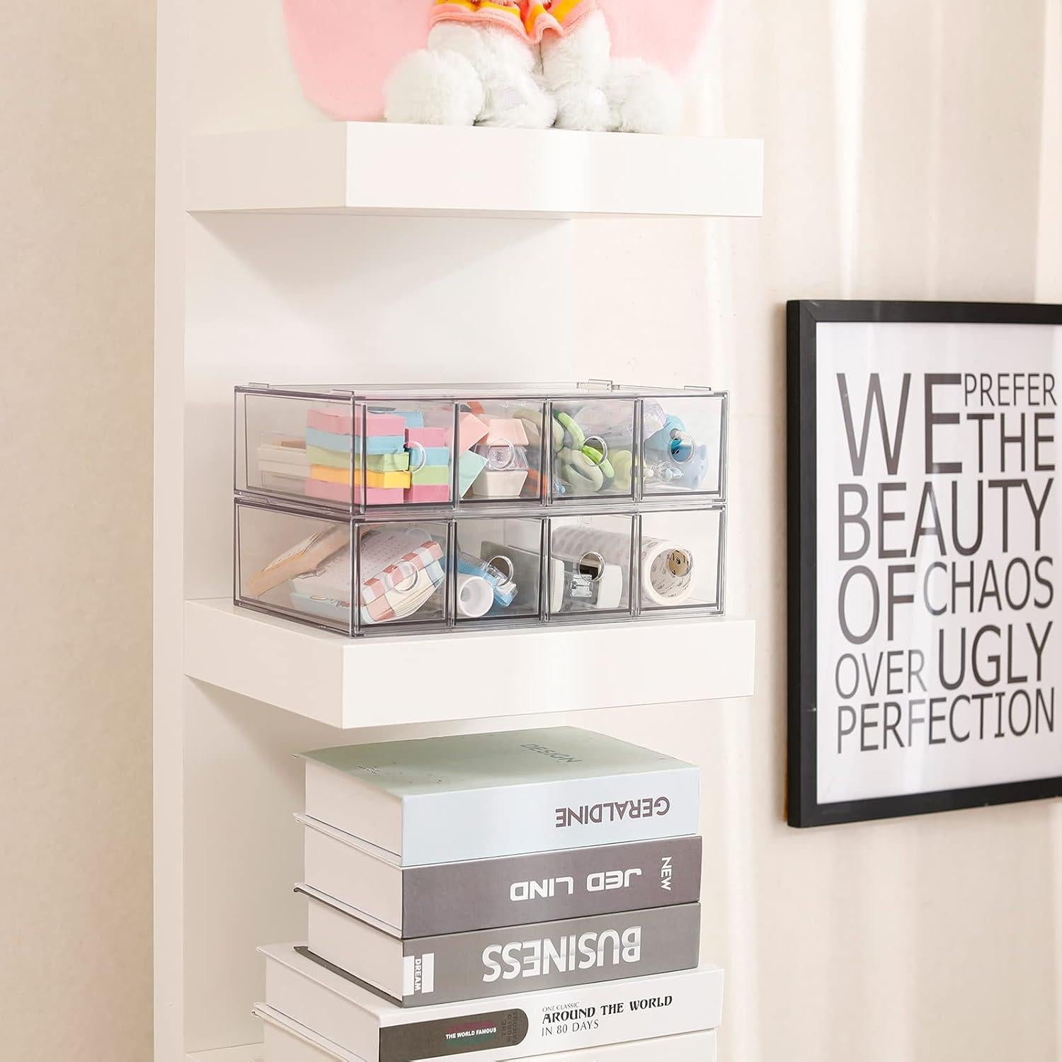 Organizador de Escritorio Yesesion 2 Paquetes 4 Cajones Transparente