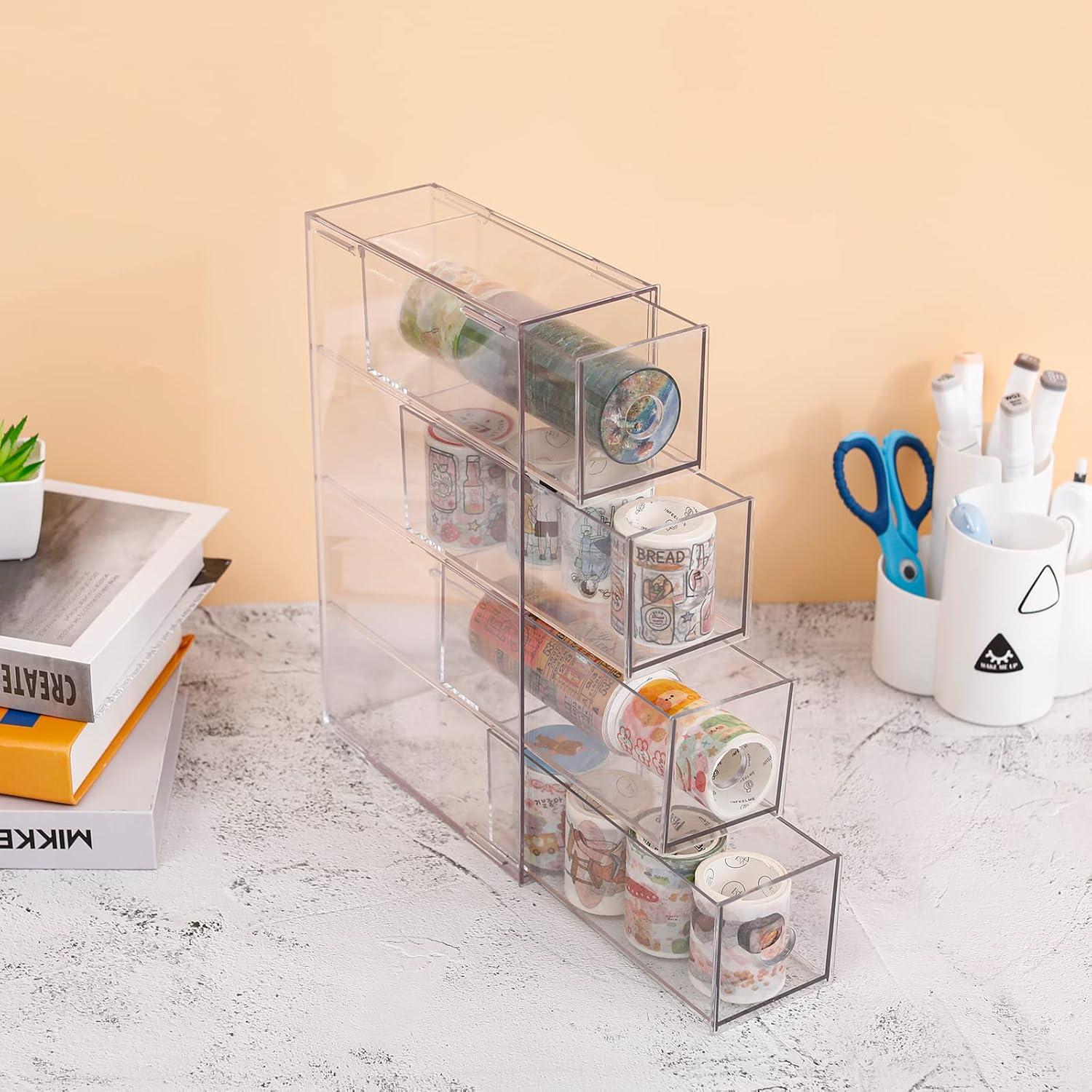 Organizador de Escritorio Yesesion 2 Paquetes 4 Cajones Transparente