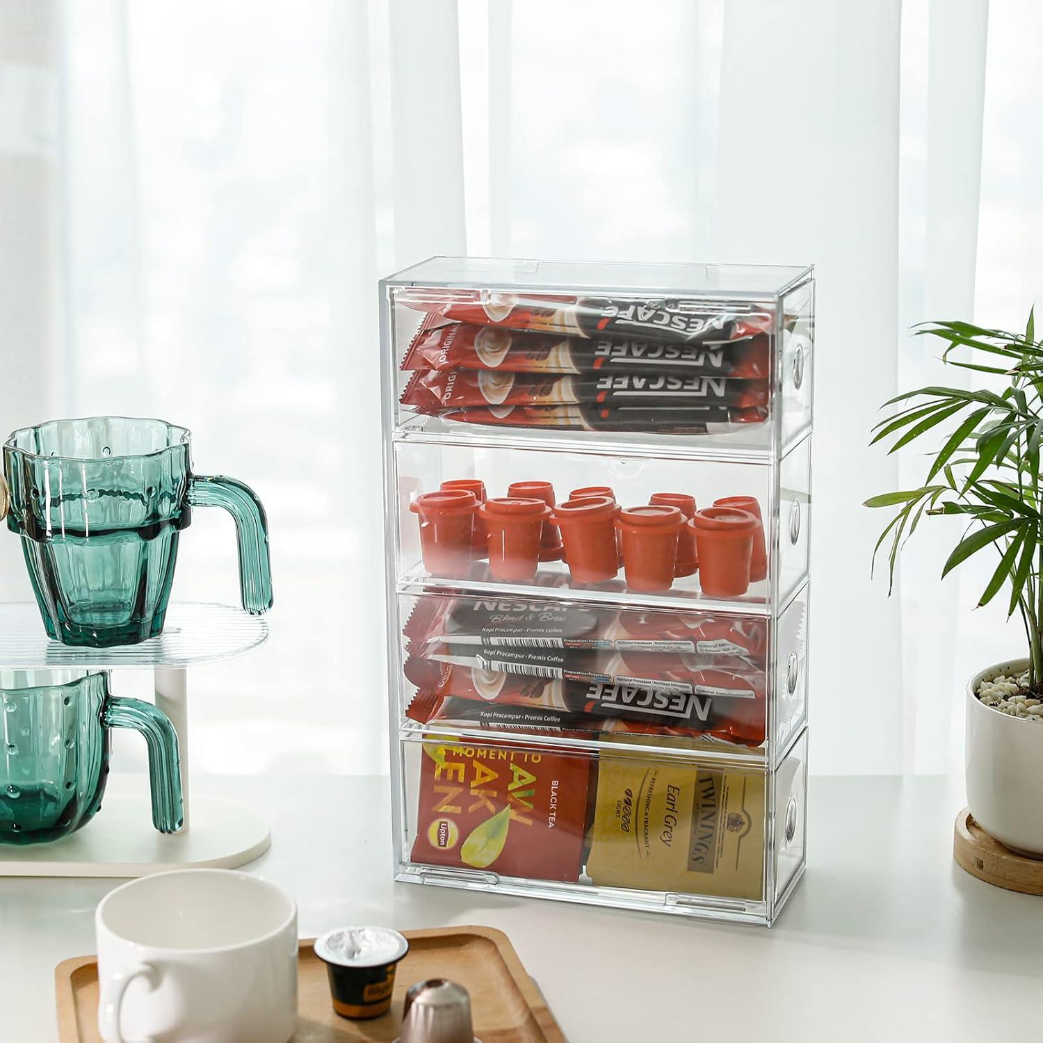 Organizador de Escritorio Yesesion 2 Paquetes 4 Cajones Transparente