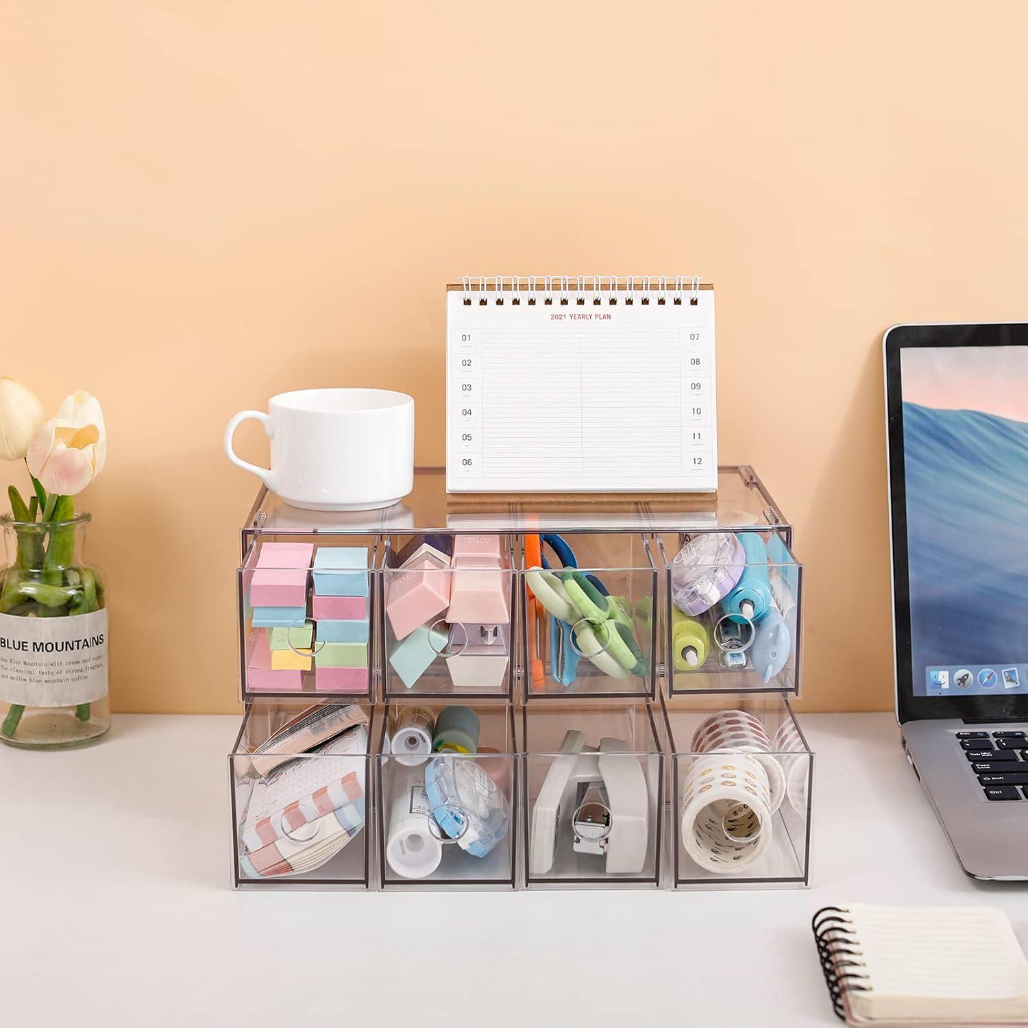 Organizador de Escritorio Yesesion 2 Paquetes 4 Cajones Transparente