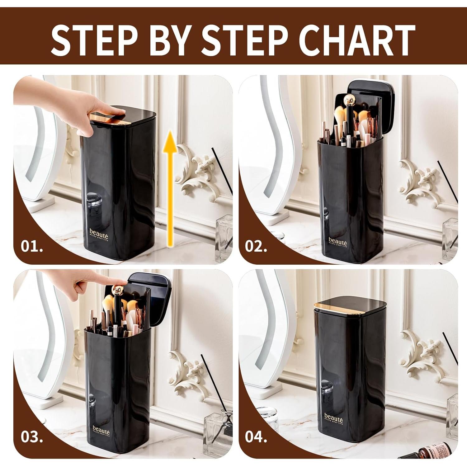 Organizador de Brochas de Maquillaje CISIREE Negro 24 cm a Prueba de Polvo