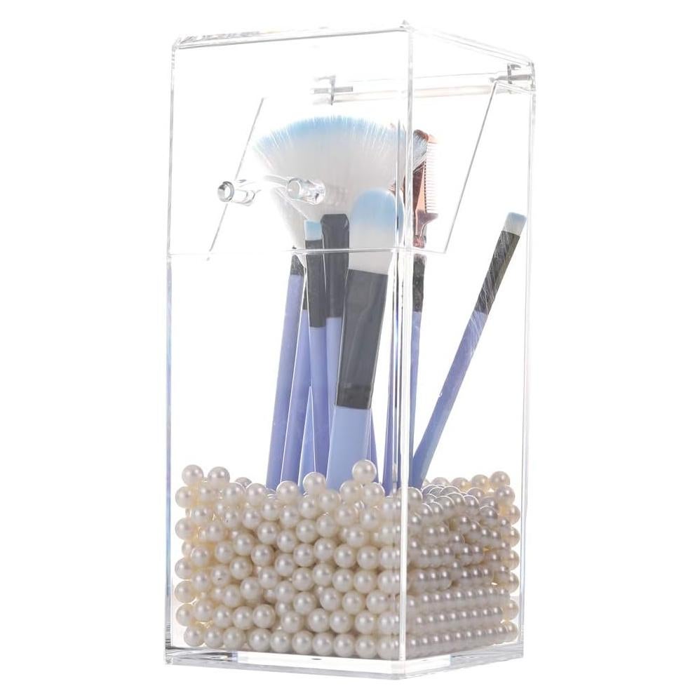 Sooyee Organizador de Brochas de Maquillaje Acrílico Blanco 9.4x21.1cm