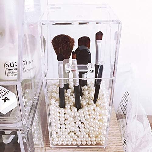 Sooyee Organizador de Brochas de Maquillaje Acrílico Blanco 9.4x21.1cm