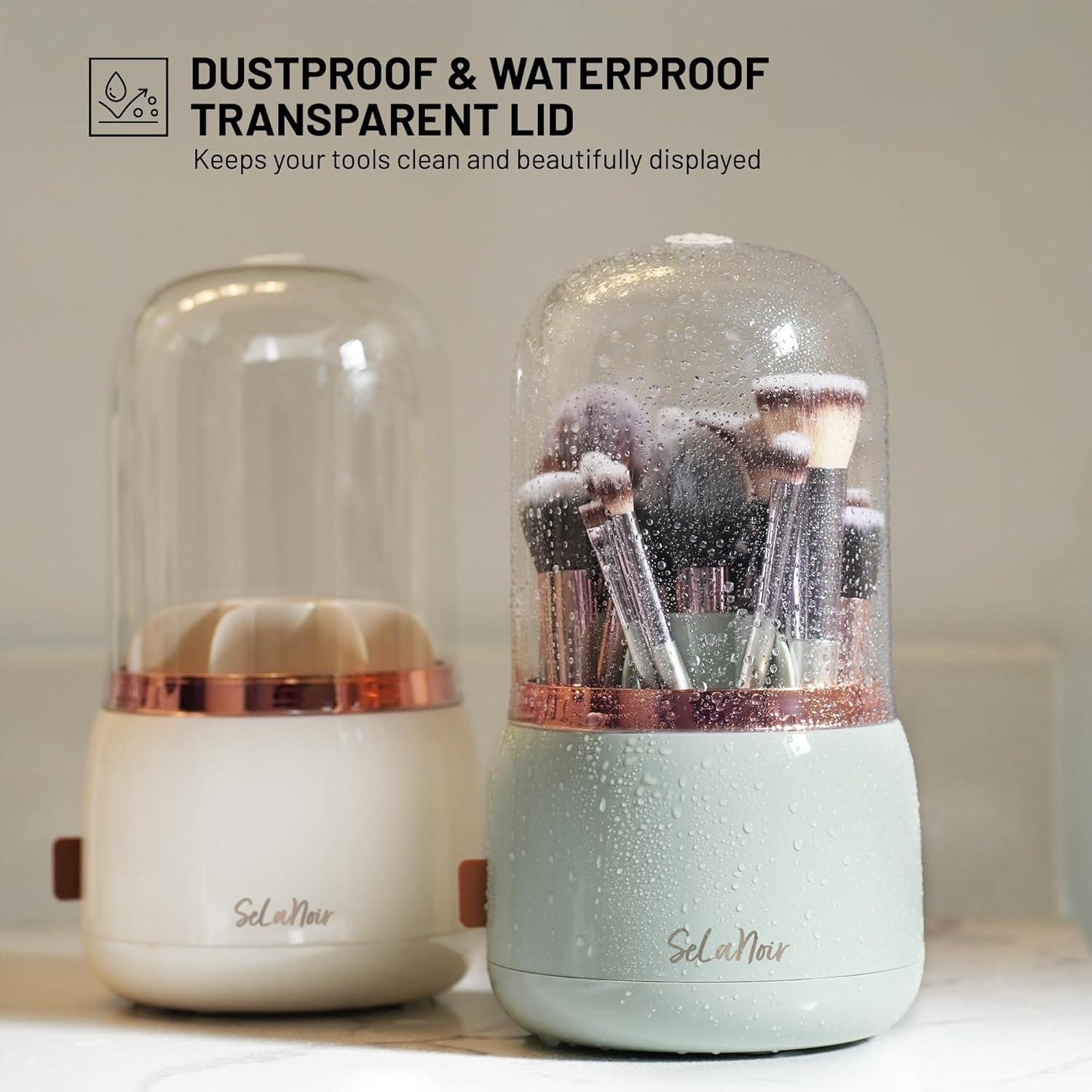 Soporte Rotatorio para Brochas de Maquillaje SeLaNoir con Tapa