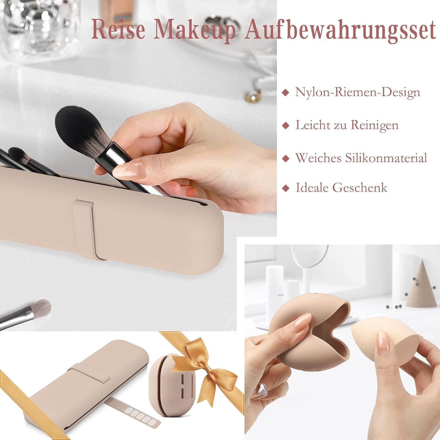 Soporte para Brochas de Maquillaje Silicona Caqui Organizador