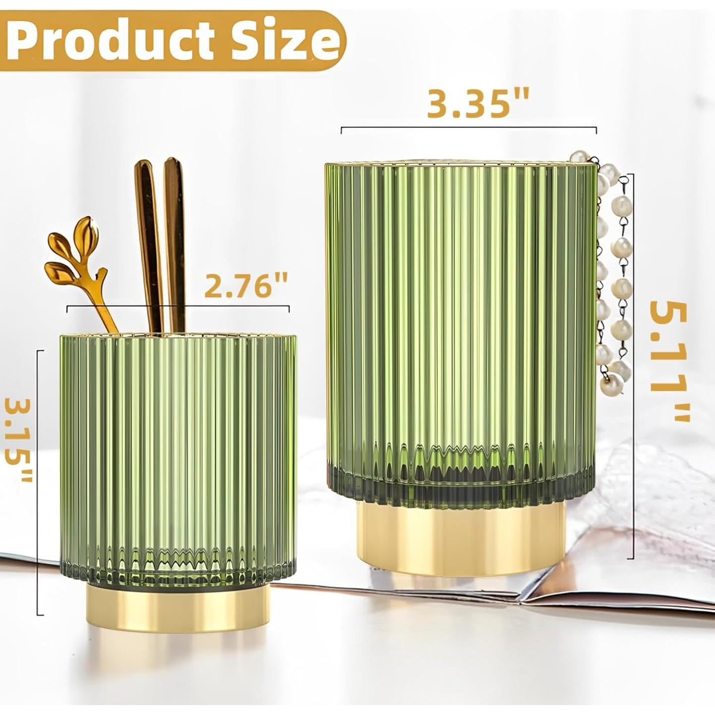 Organizador de Brochas de Maquillaje REALHUNLEE Verde Grande