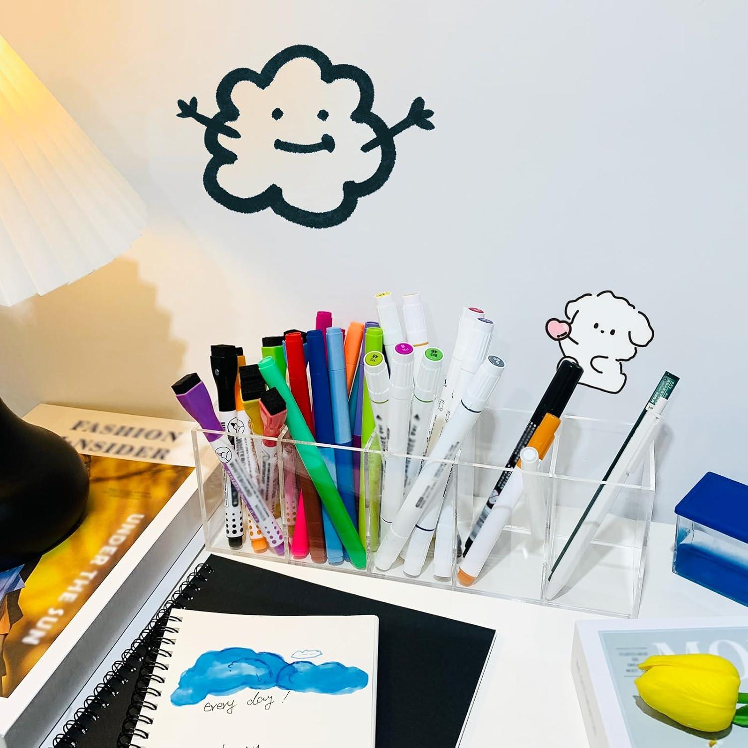 Soporte organizador de escritorio HSYMQ acrílico transparente 5 compartimentos