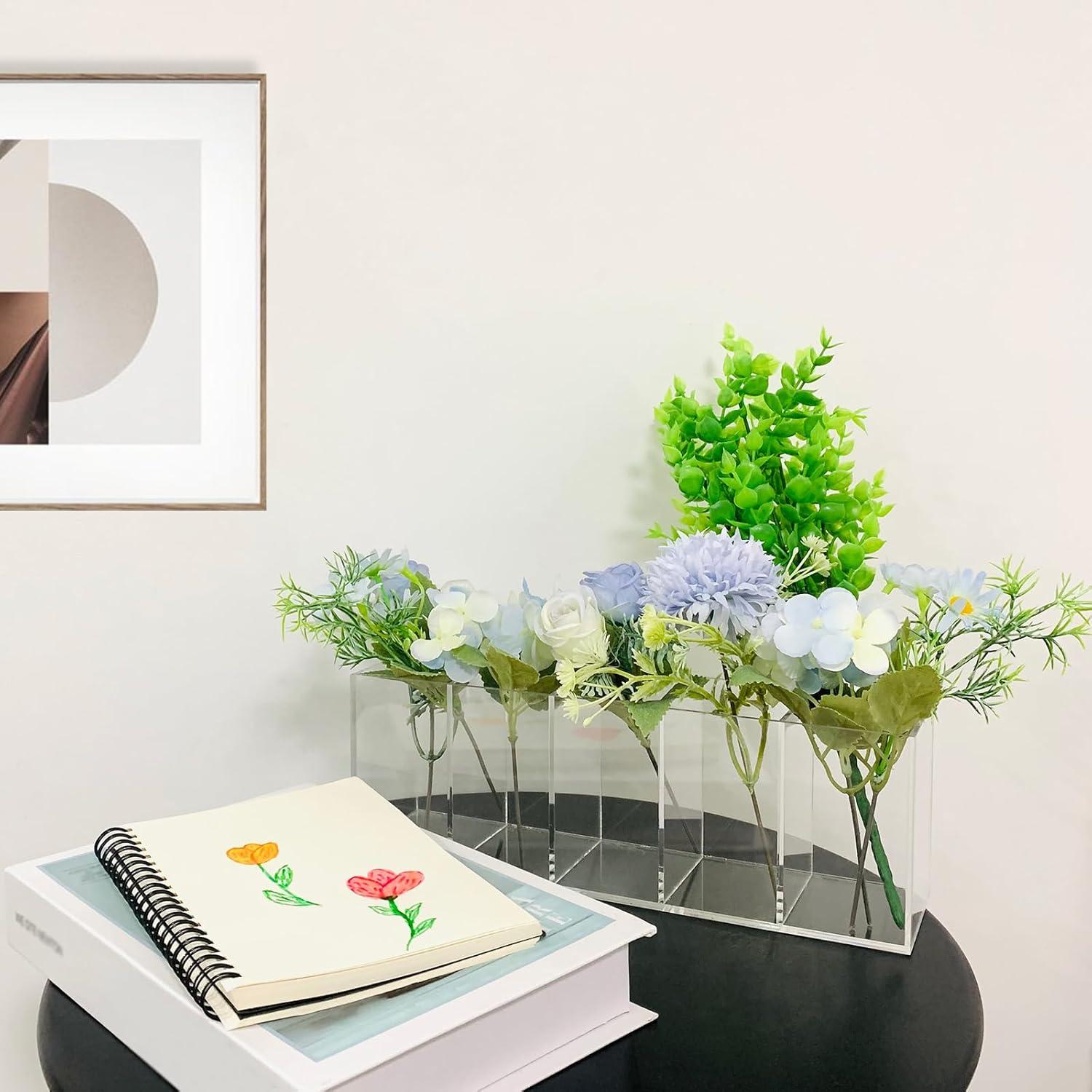 Soporte organizador de escritorio HSYMQ acrílico transparente 5 compartimentos