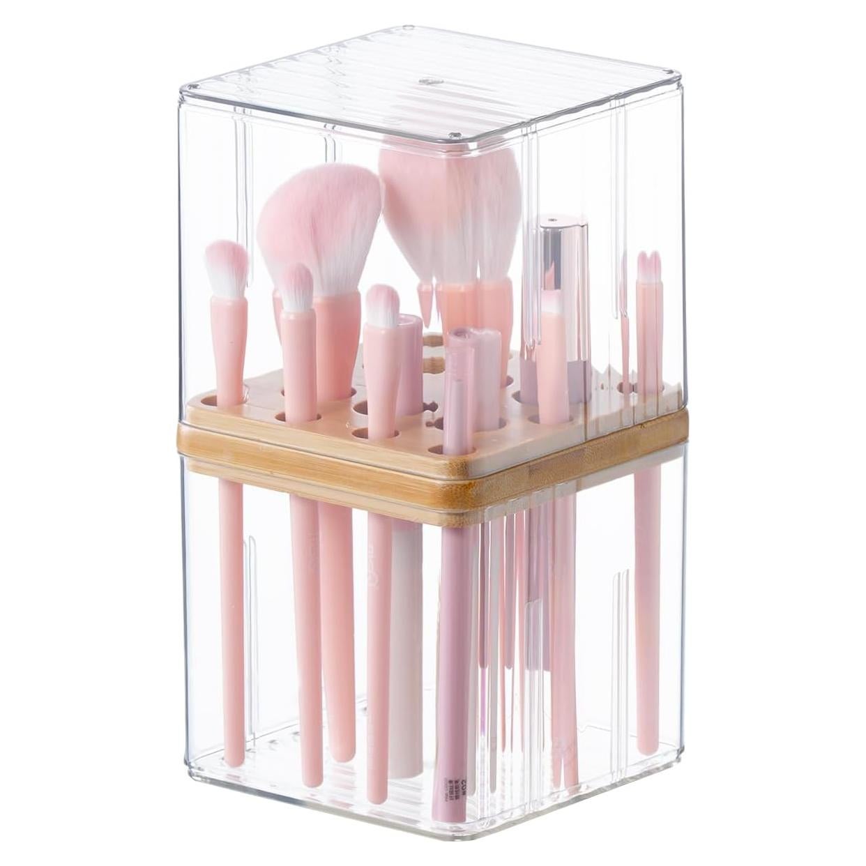 Soporte para Brochas de Maquillaje SUNFICON Rosa 10.3x10.3x19cm