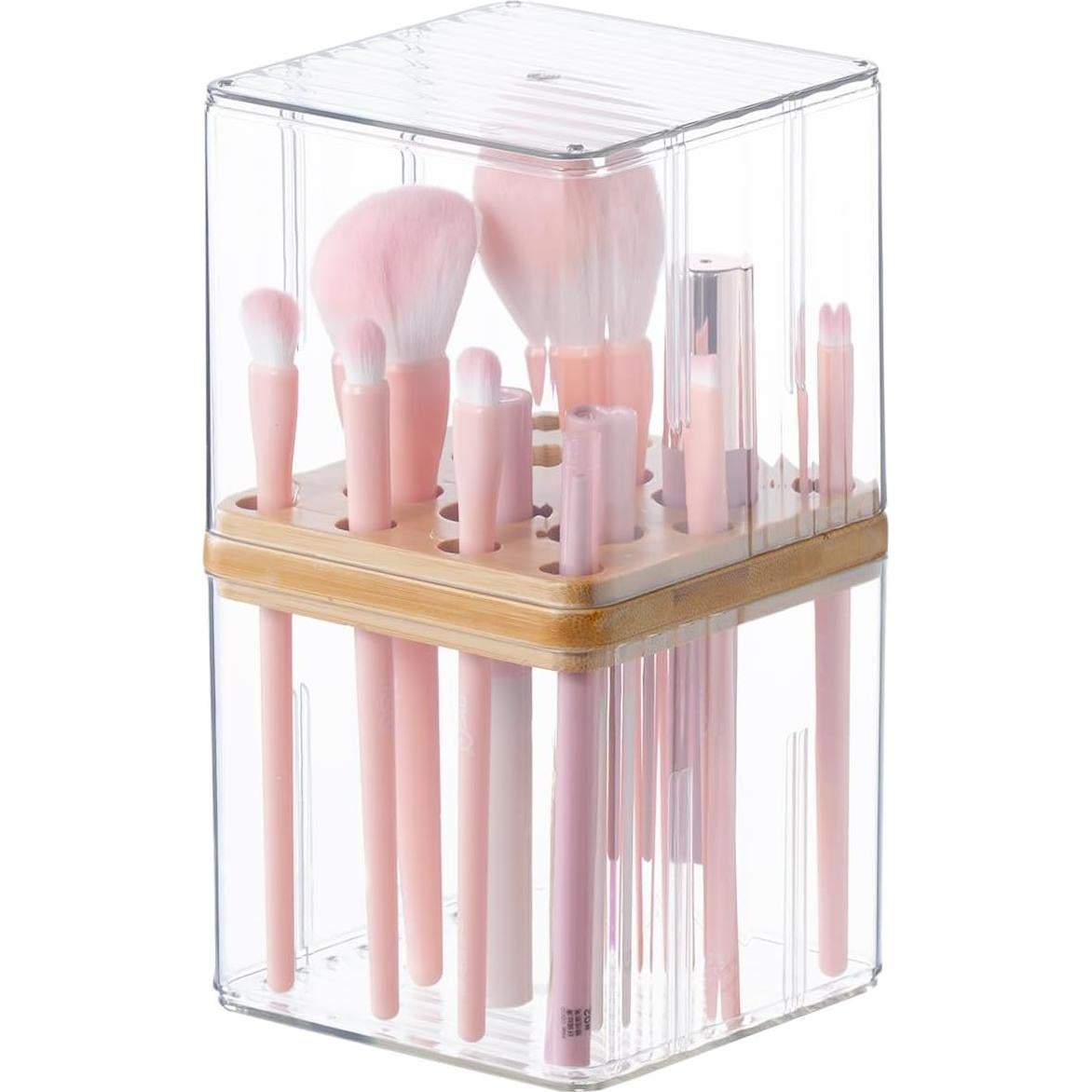 Soporte para Brochas de Maquillaje SUNFICON Rosa 10.3x10.3x19cm