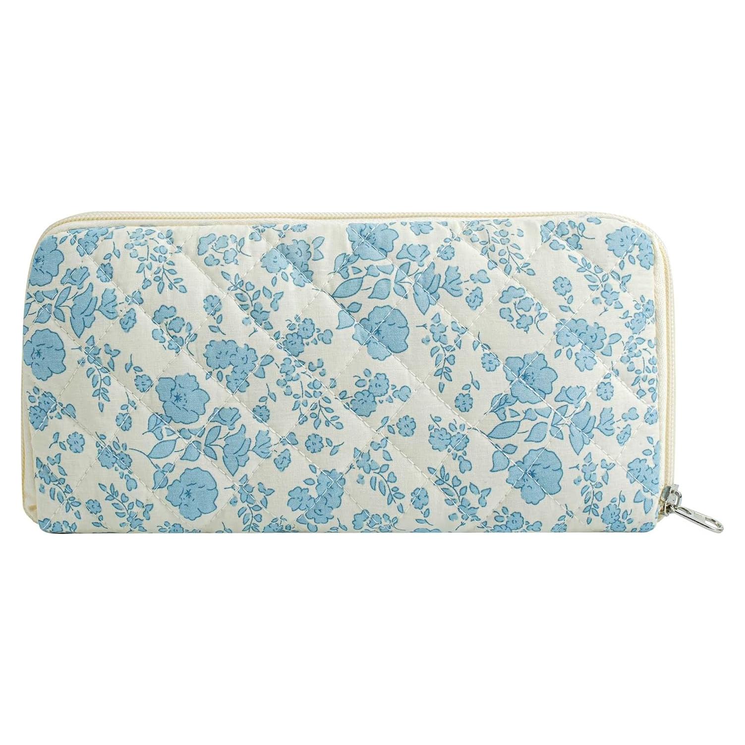 Estuche de Maquillaje JOVAKIT Acolchado Floral Azul 23x11cm