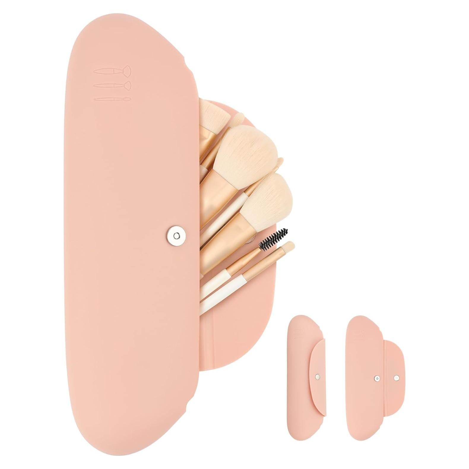 Estuche de Brochas de Maquillaje DUcare Rosa Silicona Impermeable
