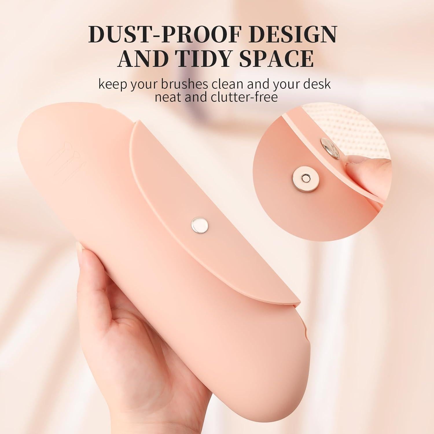 Estuche de Brochas de Maquillaje DUcare Rosa Silicona Impermeable