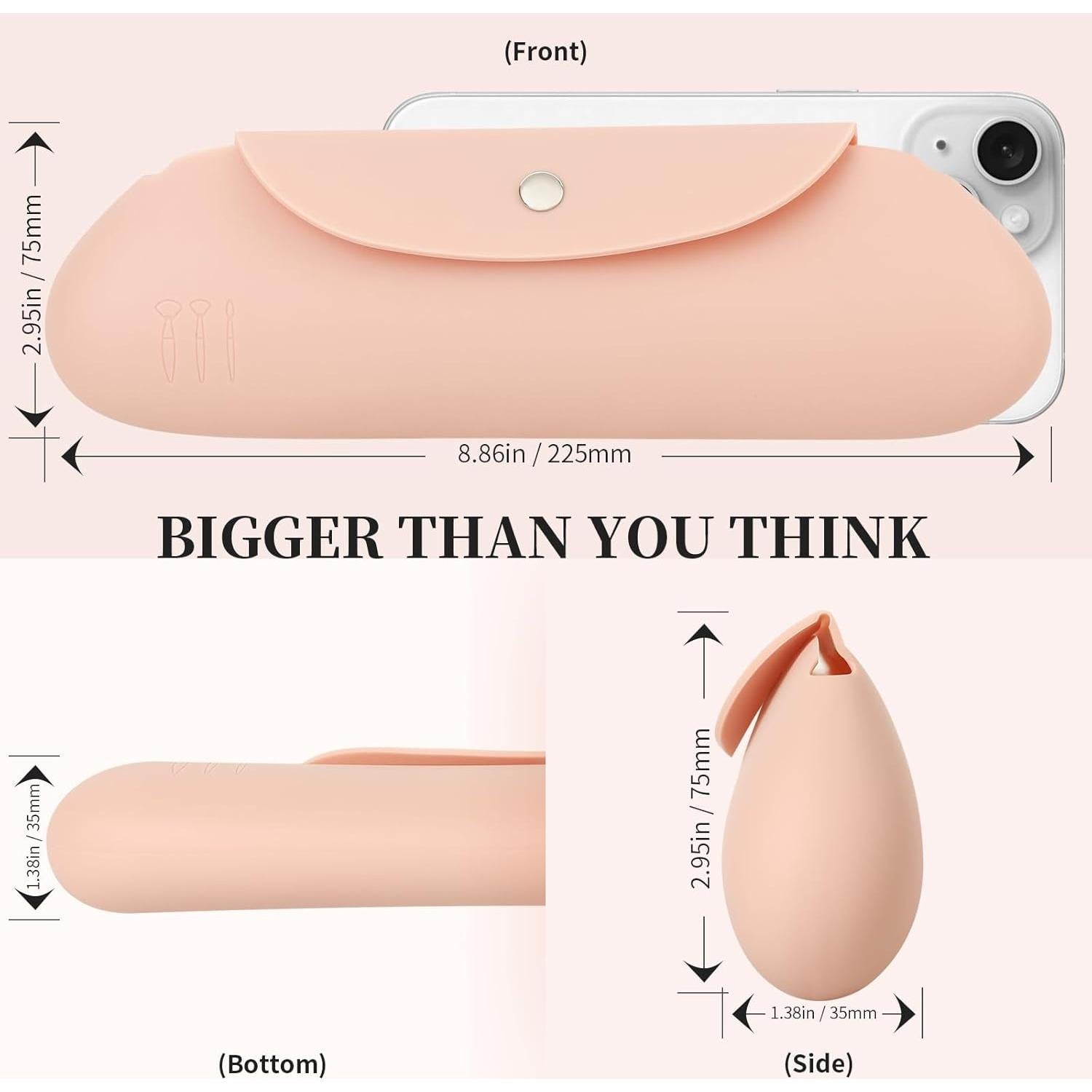 Estuche de Brochas de Maquillaje DUcare Rosa Silicona Impermeable