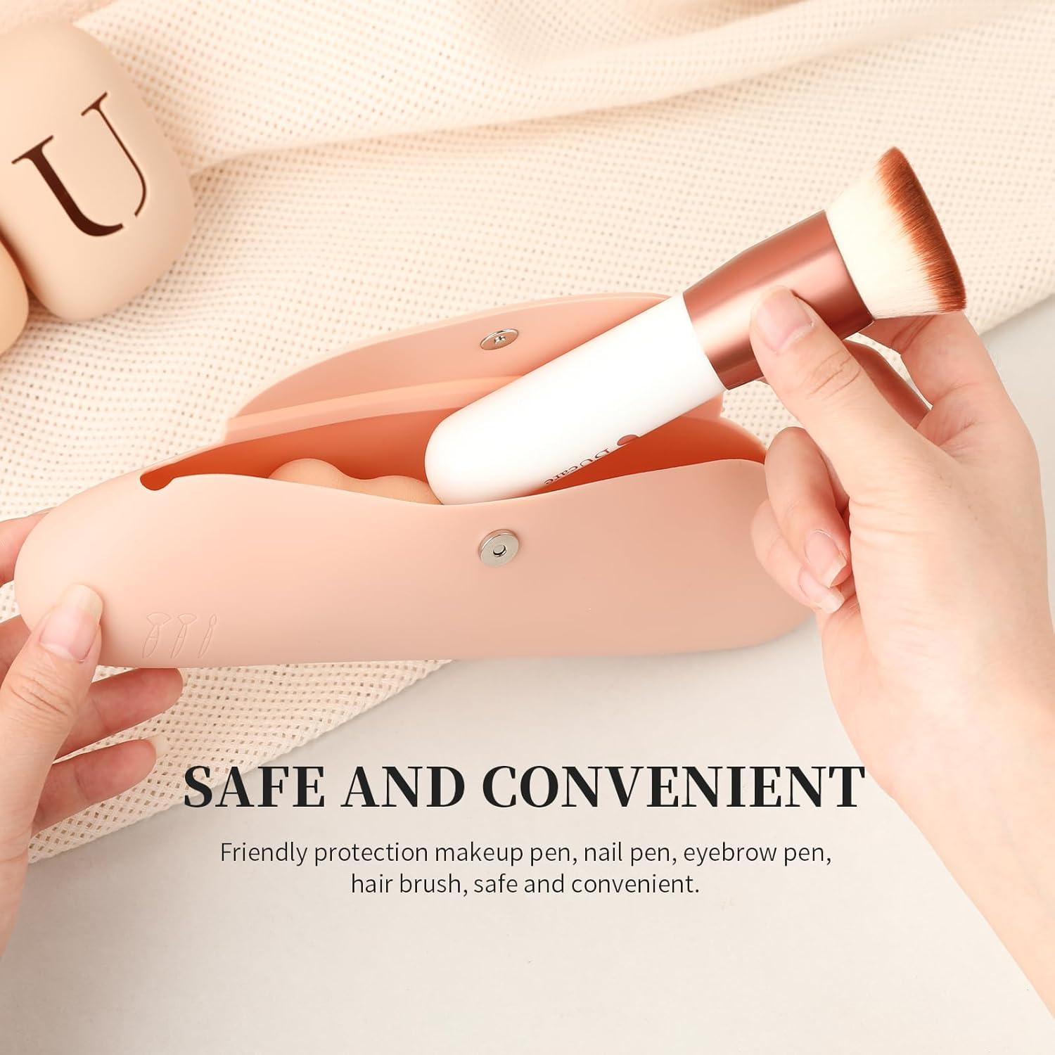 Estuche de Brochas de Maquillaje DUcare Rosa Silicona Impermeable
