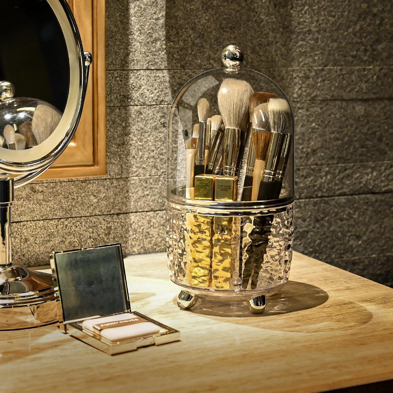 Soporte para Brochas de Maquillaje Hoosel Transparente 360°