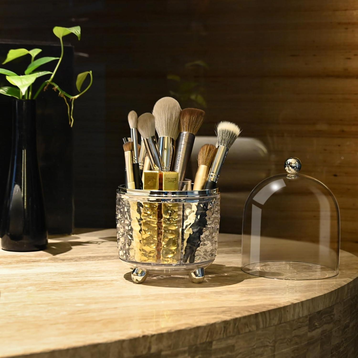 Soporte para Brochas de Maquillaje Hoosel Transparente 360°