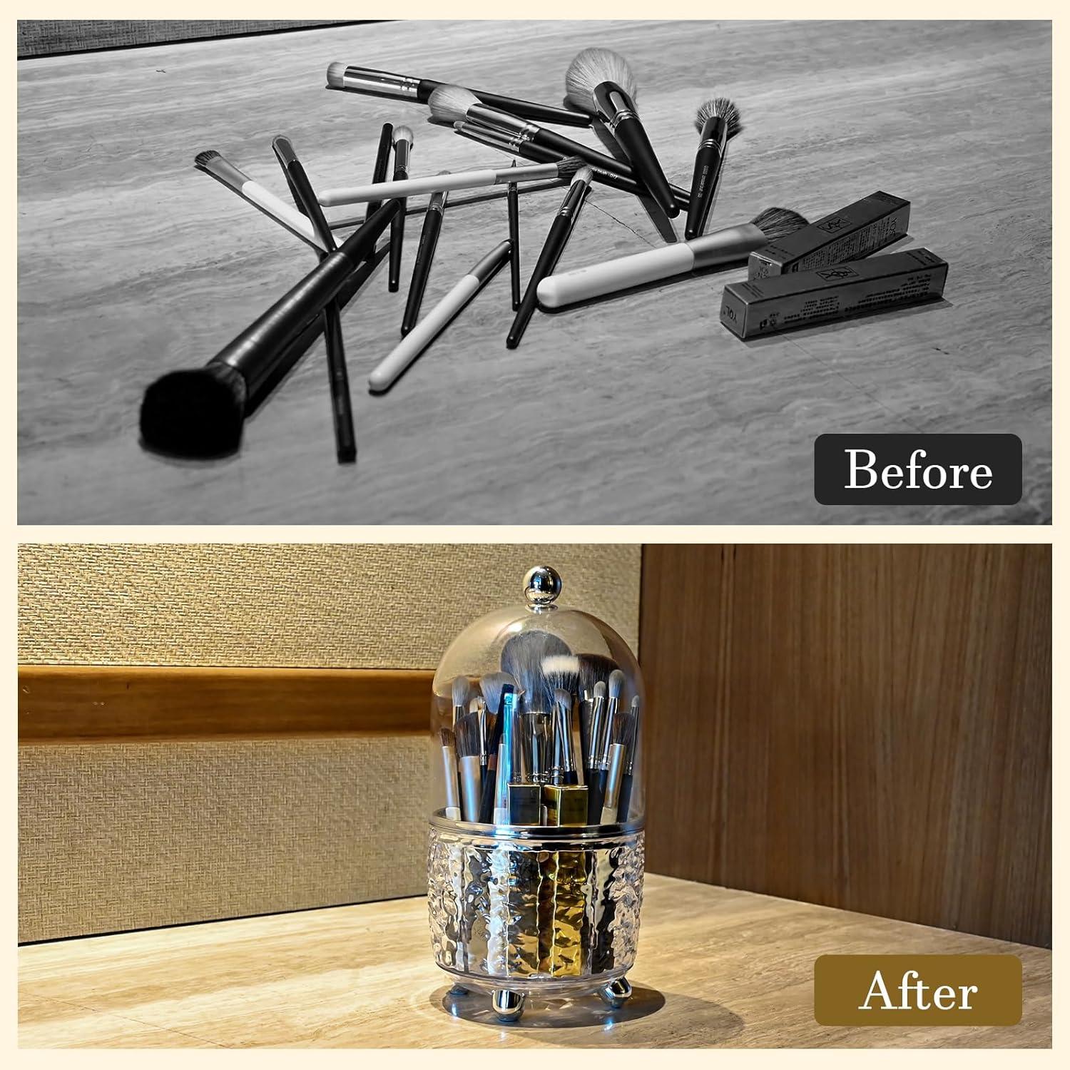 Soporte para Brochas de Maquillaje Hoosel Transparente 360°