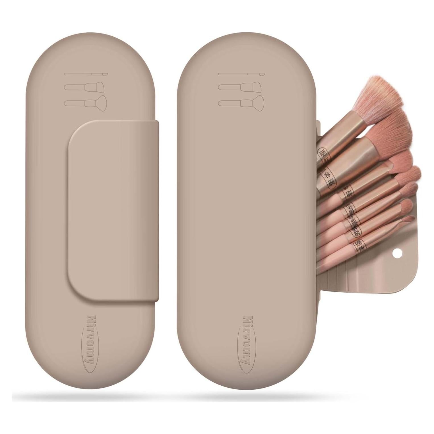 Porta Pinceles de Maquillaje Nirvomy Nuez, Silicona Resistente