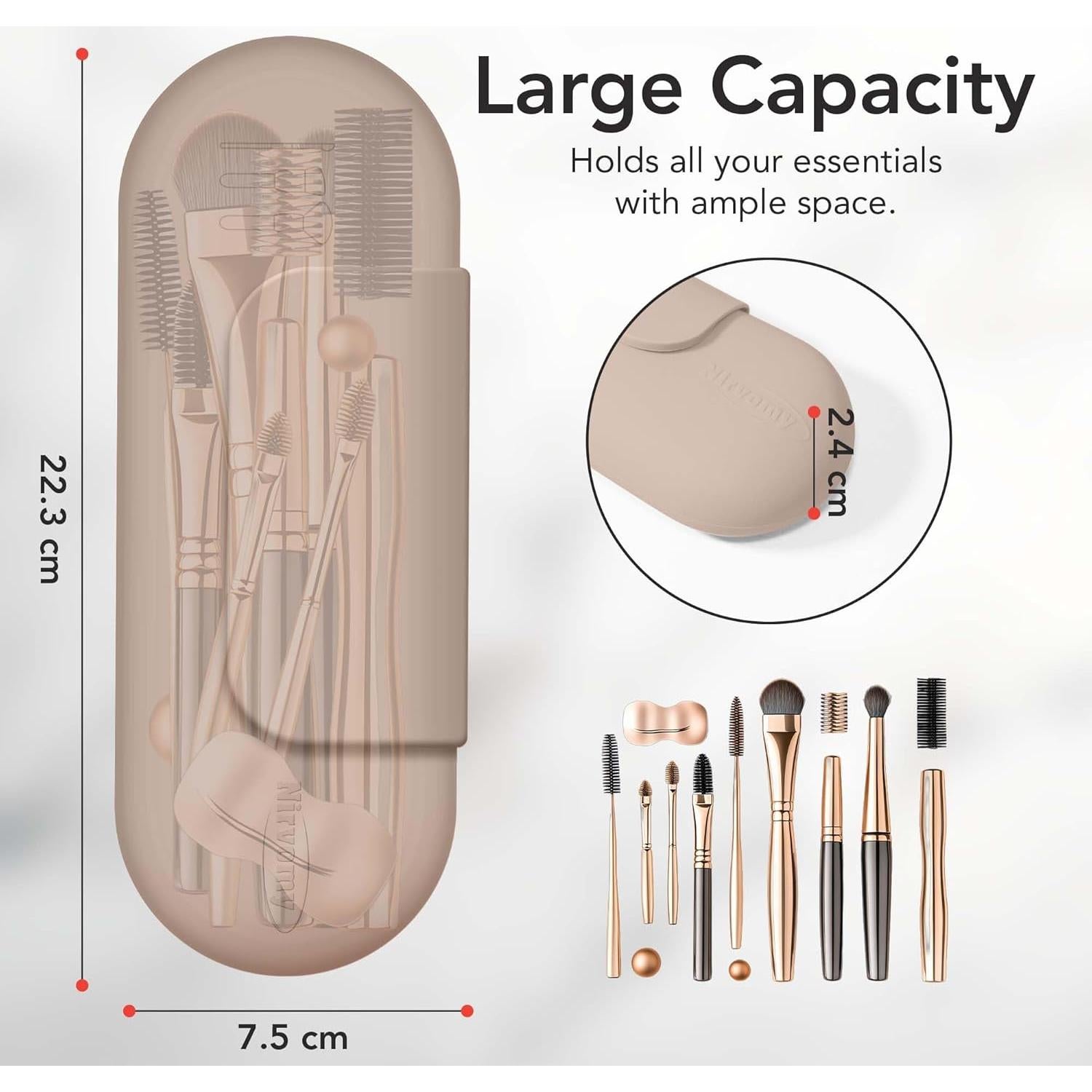 Porta Pinceles de Maquillaje Nirvomy Nuez, Silicona Resistente