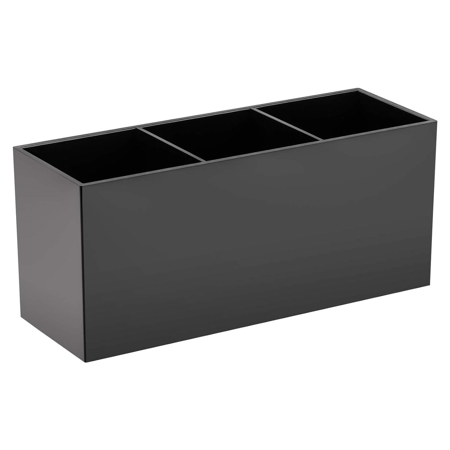 Organizador de Brochas de Maquillaje Tbestmax 3 Compartimentos Negro