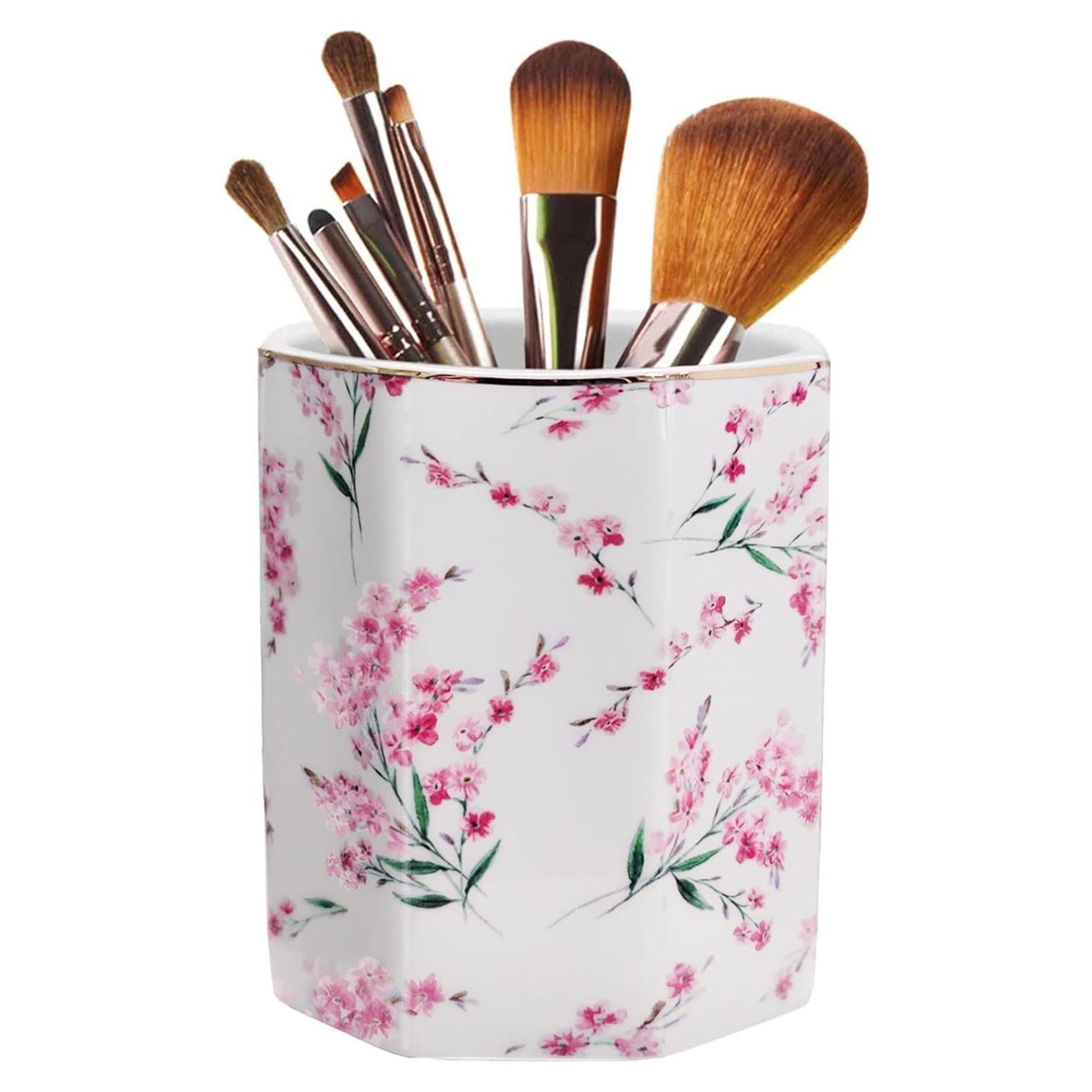 Soporte para Lápices LEAZUL Cerámica Floral Rosa 10 cm