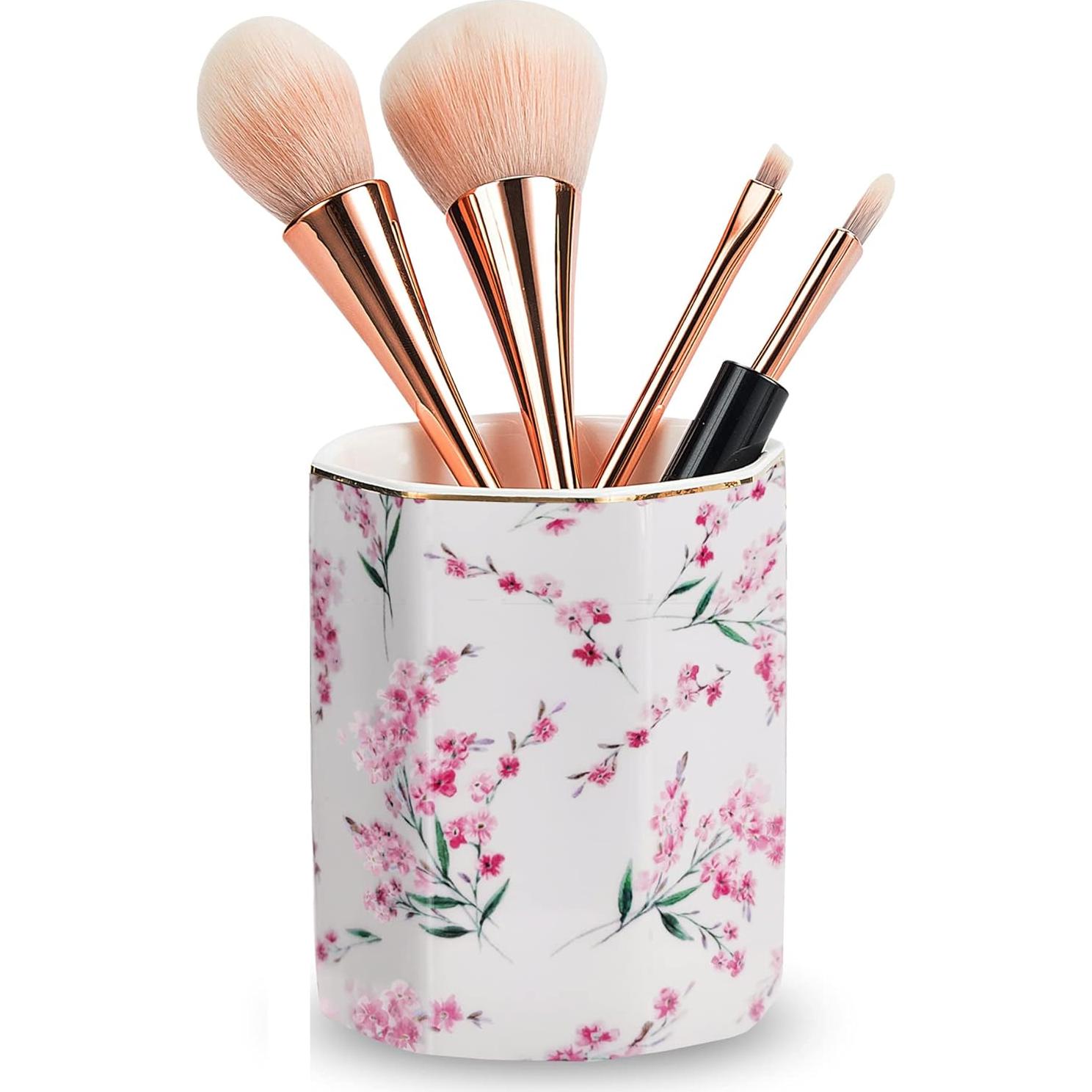 Soporte para Lápices LEAZUL Cerámica Floral Rosa 10 cm