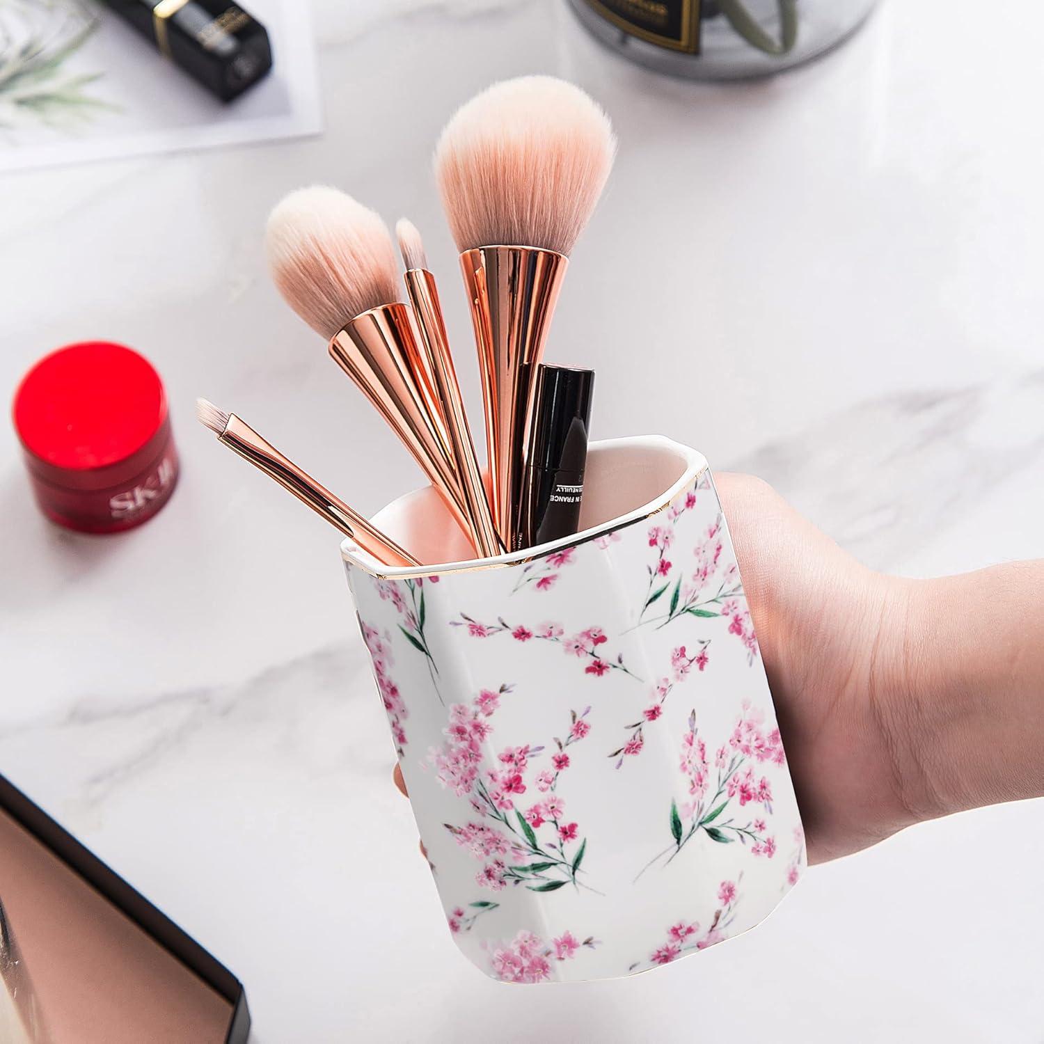 Soporte para Lápices LEAZUL Cerámica Floral Rosa 10 cm