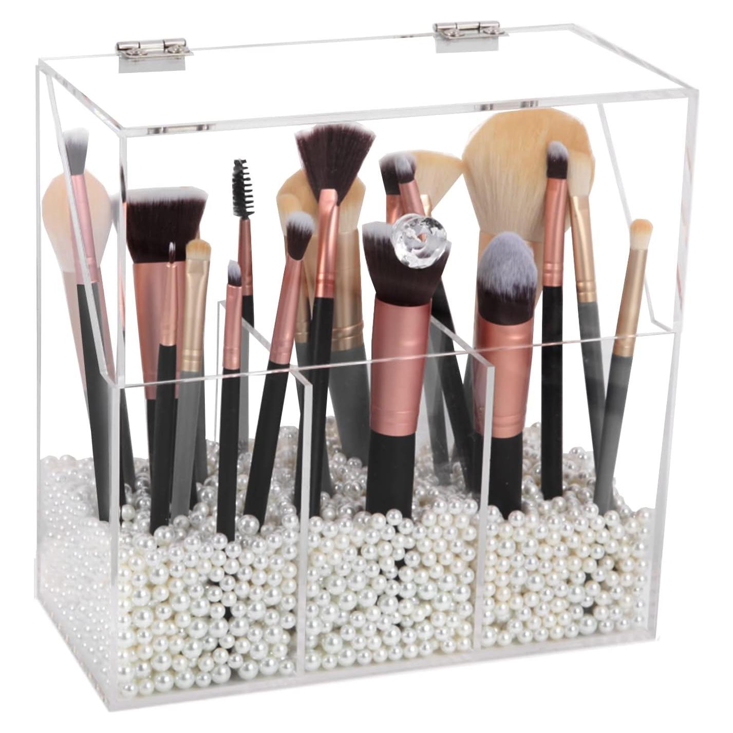 Soporte de Brochas de Maquillaje Vevitts Acrílico Transparente 21cm