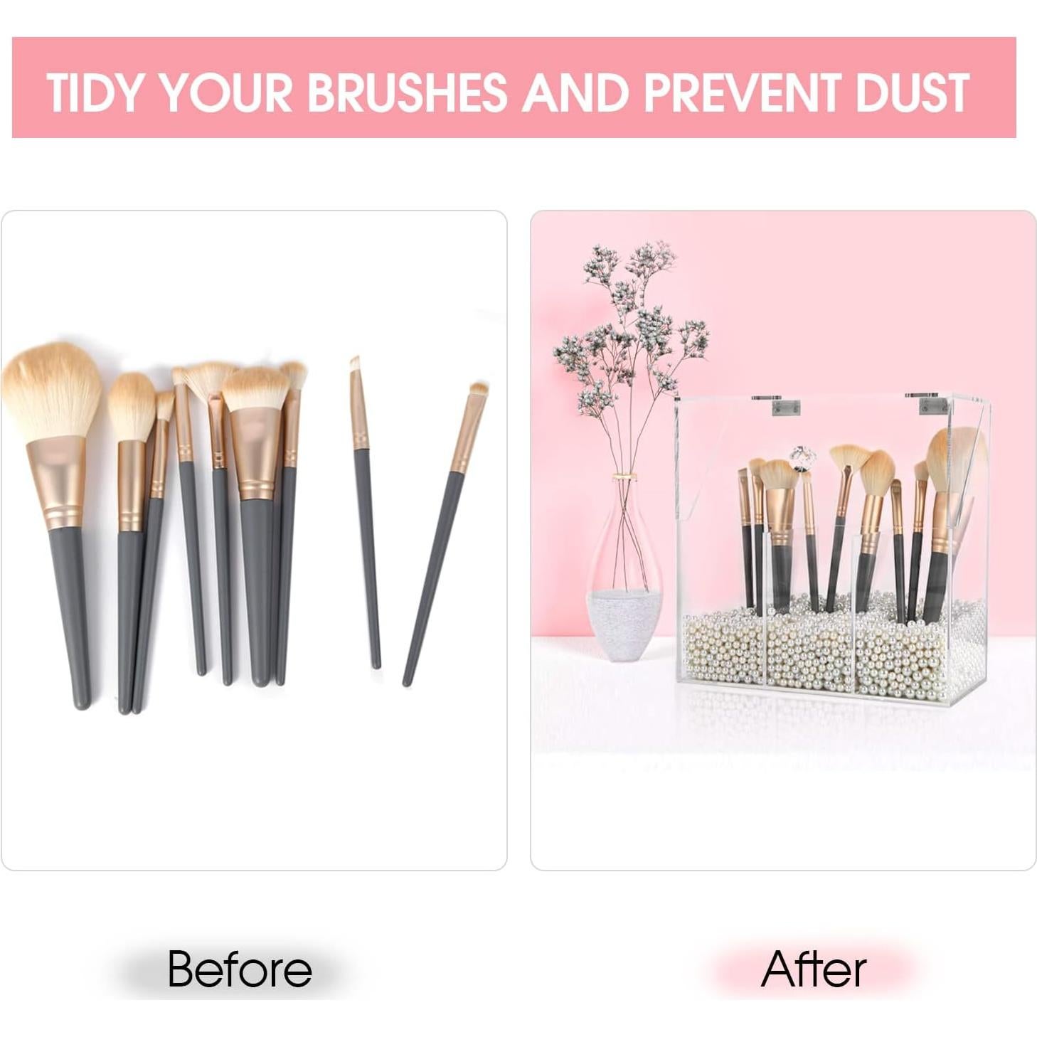 Soporte de Brochas de Maquillaje Vevitts Acrílico Transparente 21cm