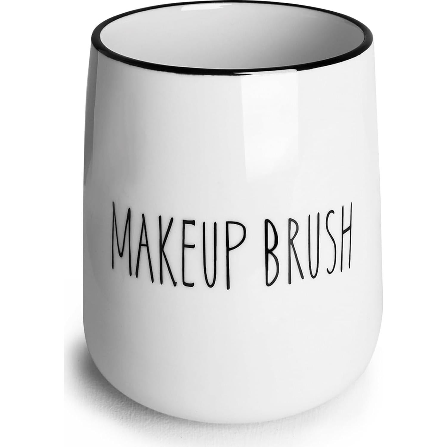 Soporte de Brochas de Maquillaje Cerámica LEETOYI Blanco 8.9x10.2cm