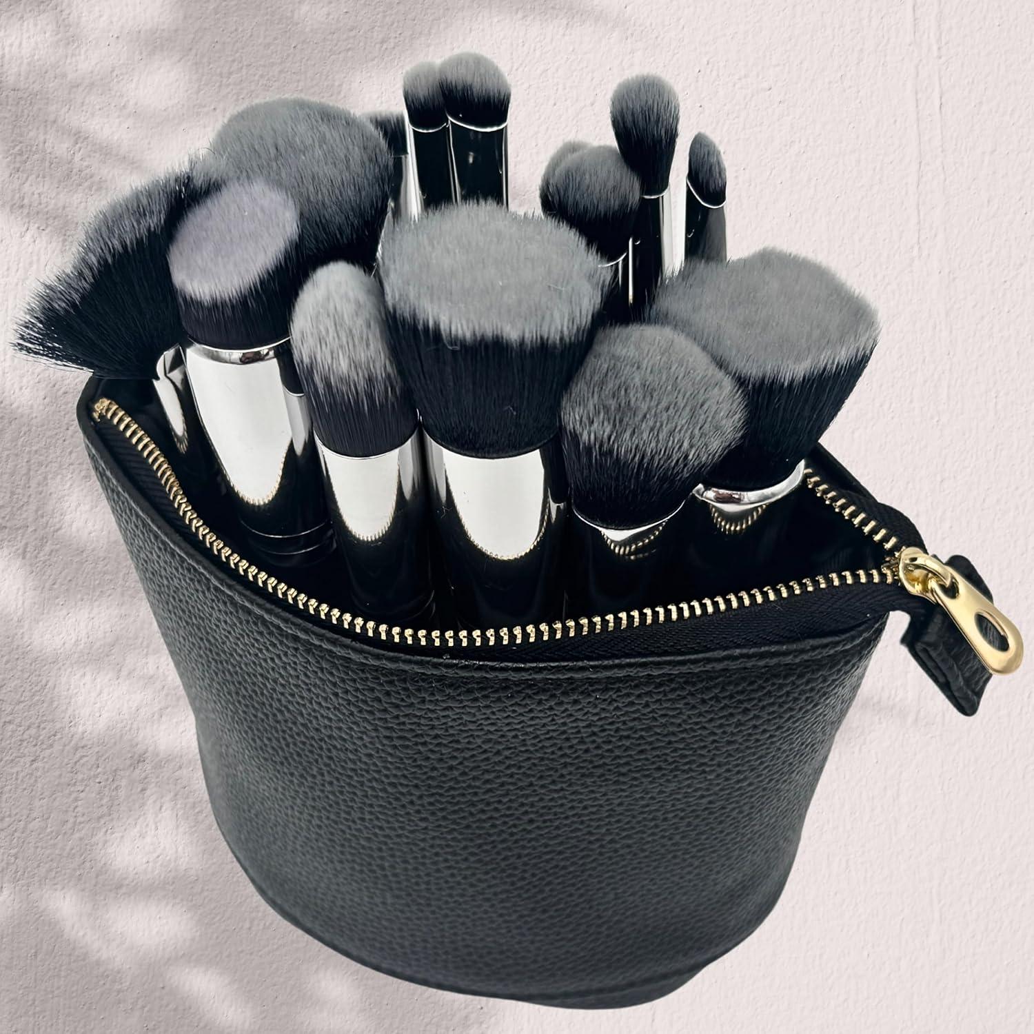 Bolsa de Maquillaje de Viaje JAZD Negra 2-en-1 con Soporte