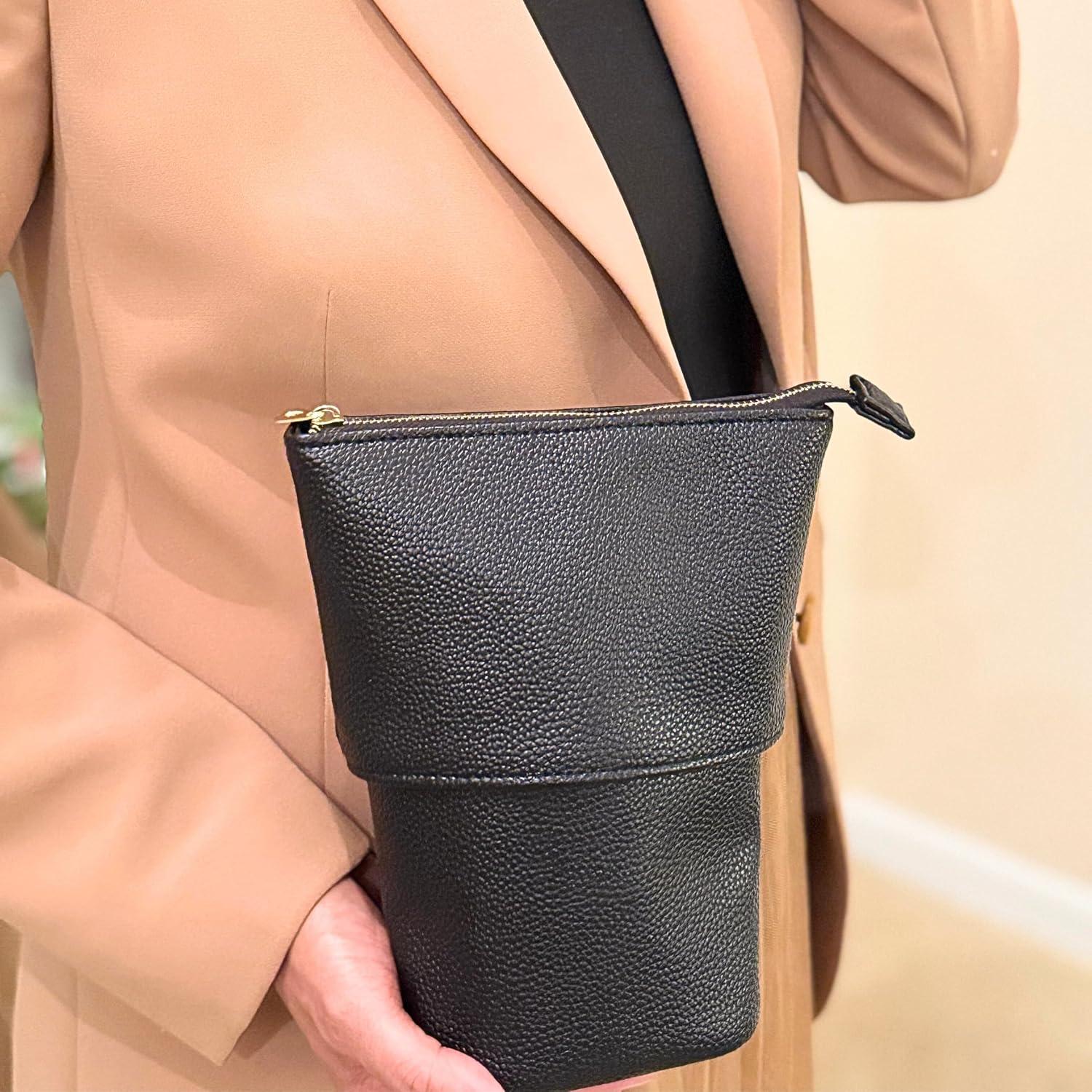 Bolsa de Maquillaje de Viaje JAZD Negra 2-en-1 con Soporte