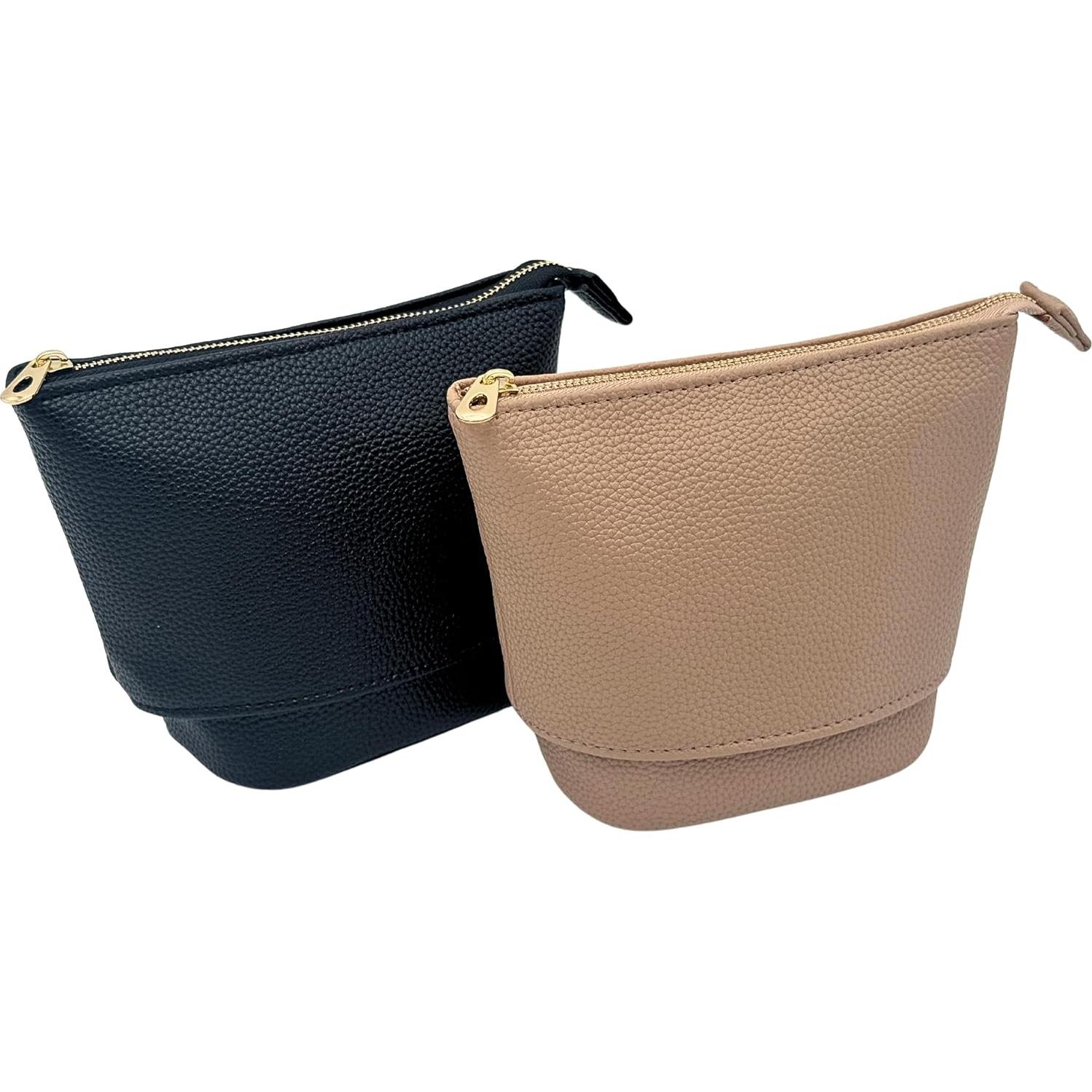 Bolsa de Maquillaje de Viaje JAZD Negra 2-en-1 con Soporte