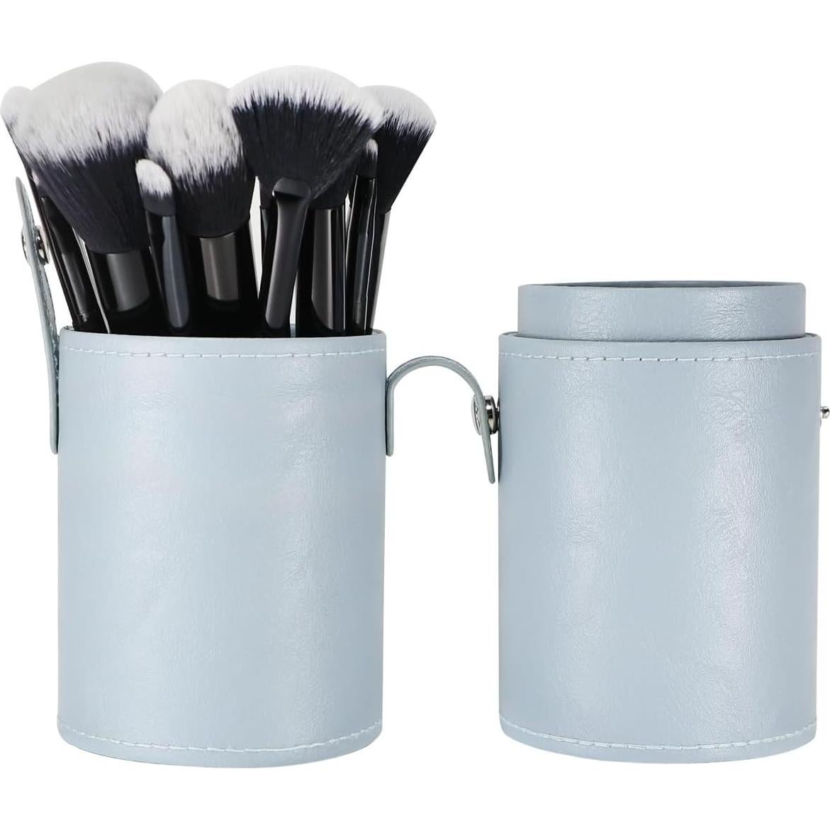 Estuche de Brochas de Maquillaje Kososuru Cuero PU Azul Claro