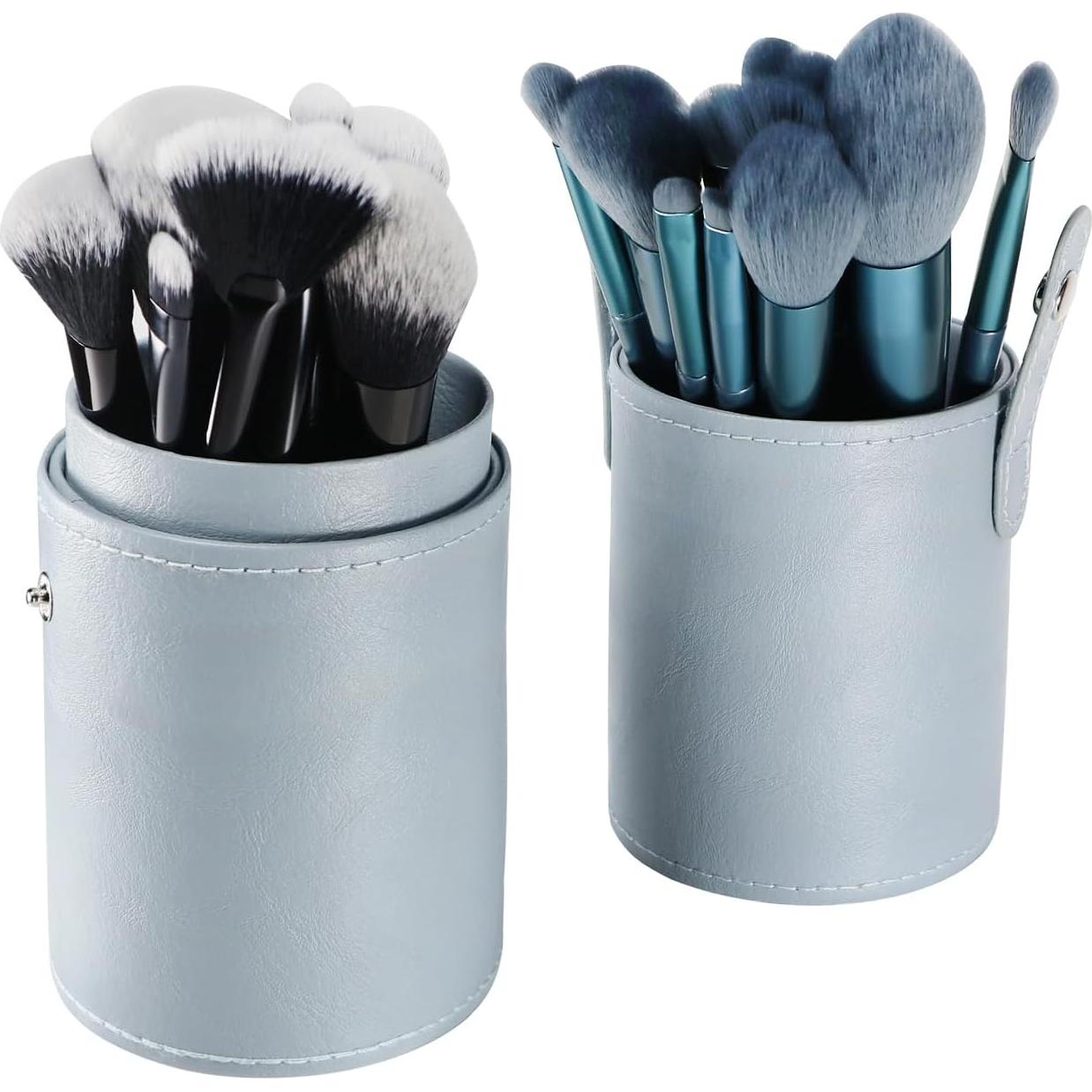 Estuche de Brochas de Maquillaje Kososuru Cuero PU Azul Claro