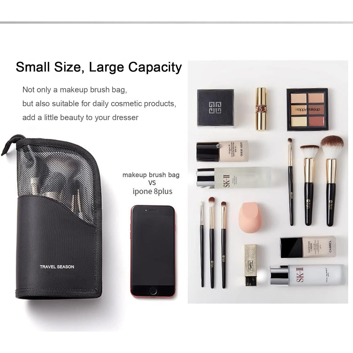 Estuche de Viaje Linsiter para Brochas de Maquillaje Negro 25x13 cm