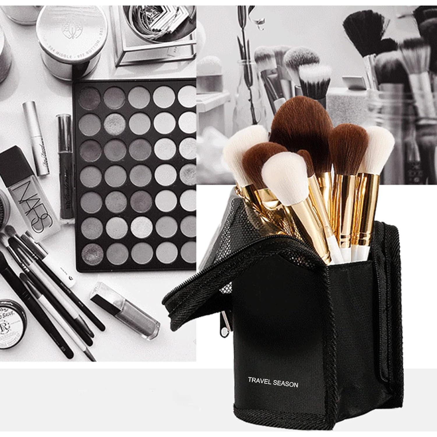 Estuche de Viaje Linsiter para Brochas de Maquillaje Negro 25x13 cm