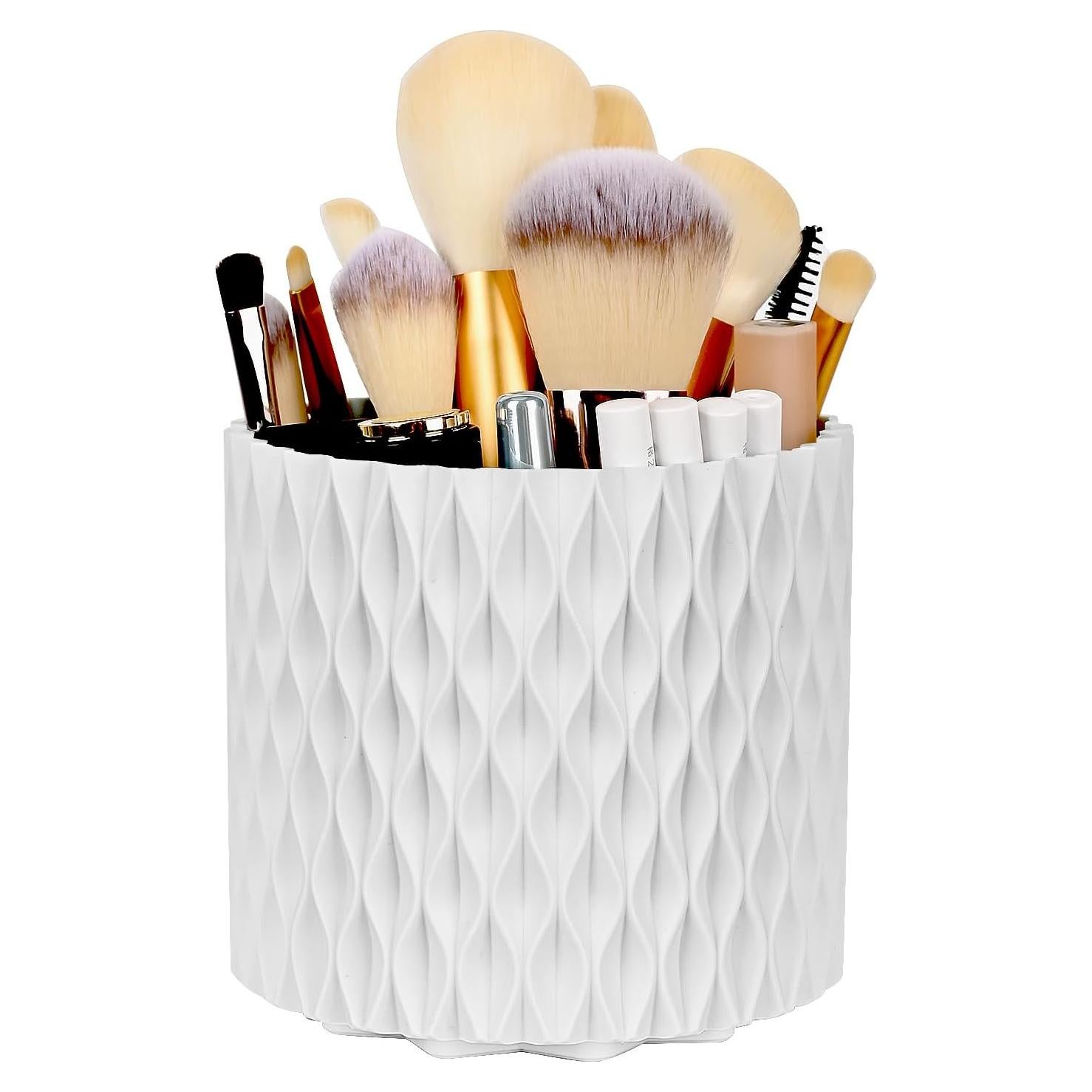 Soporte para Brochas de Maquillaje WAFJAMF Blanco 360° Rotativo