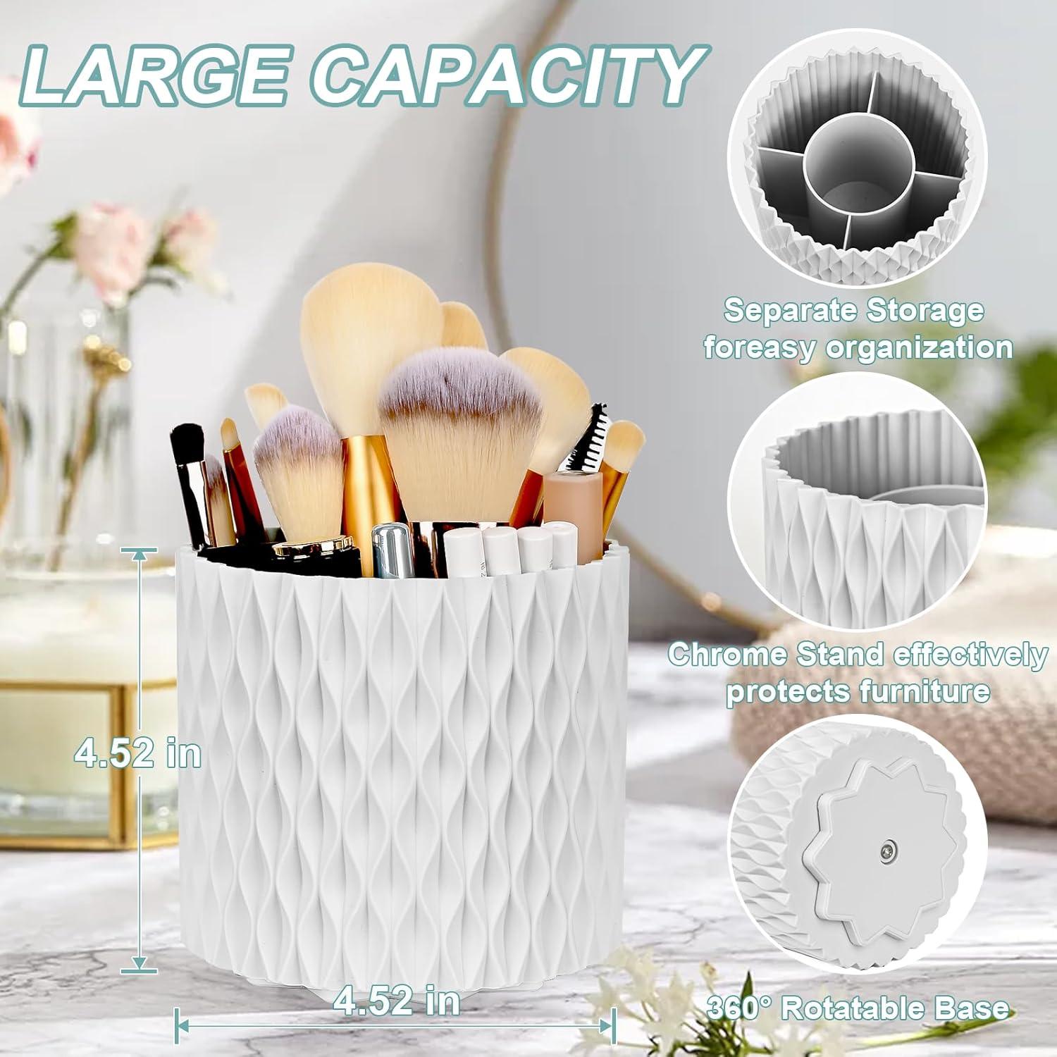 Soporte para Brochas de Maquillaje WAFJAMF Blanco 360° Rotativo