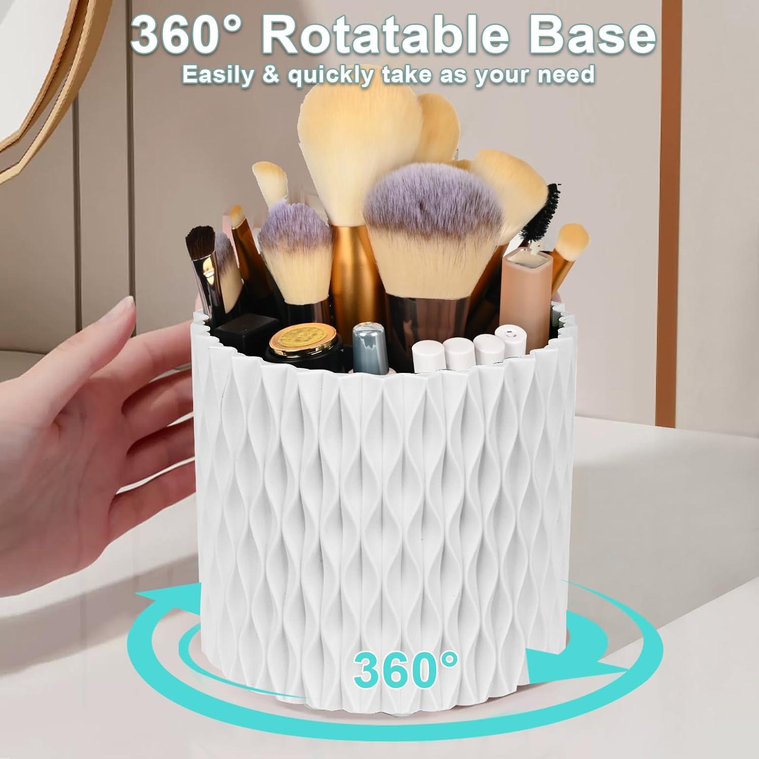 Soporte para Brochas de Maquillaje WAFJAMF Blanco 360° Rotativo