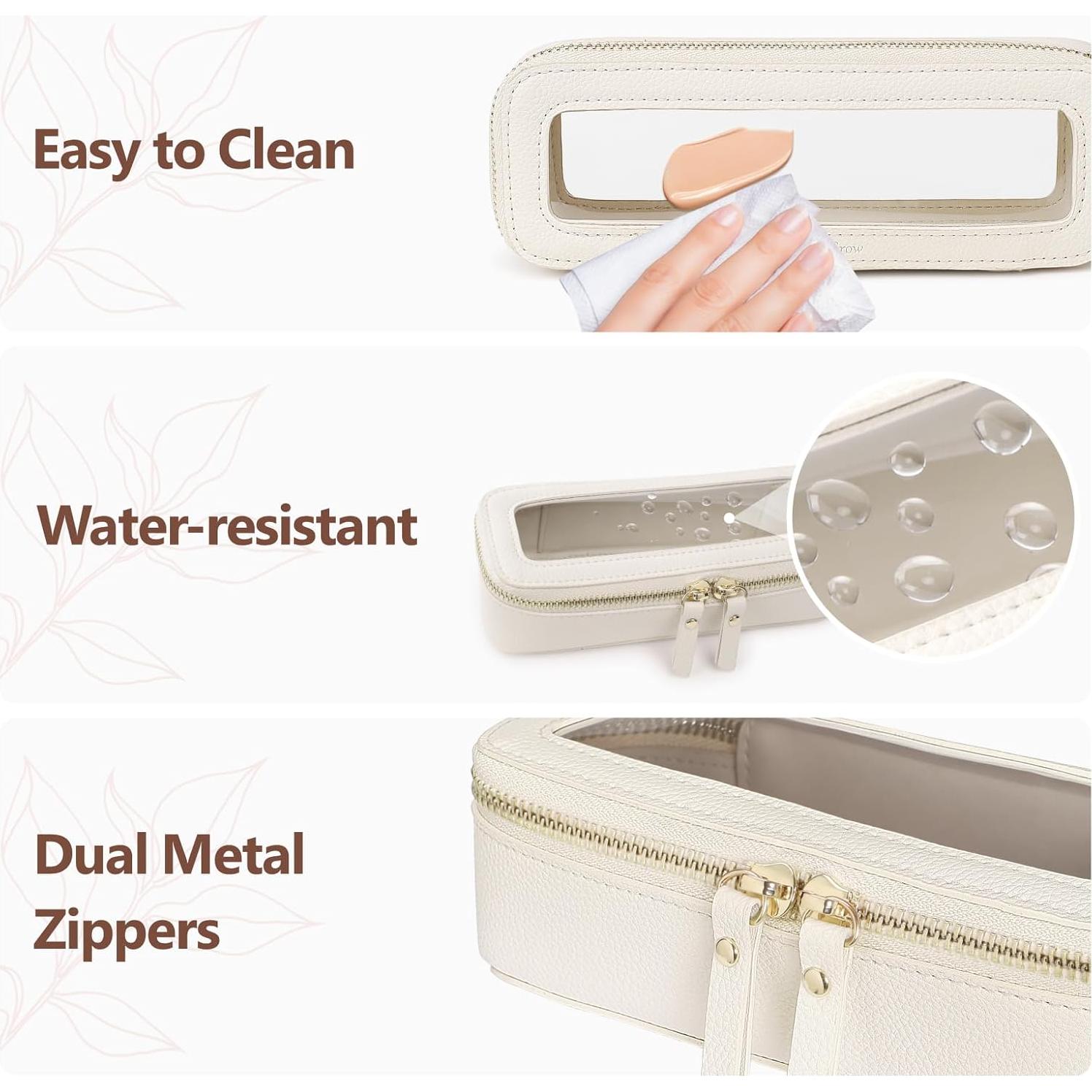 Bolsa de Maquillaje Transparente Packism Slim Crema 19x6x6.5cm