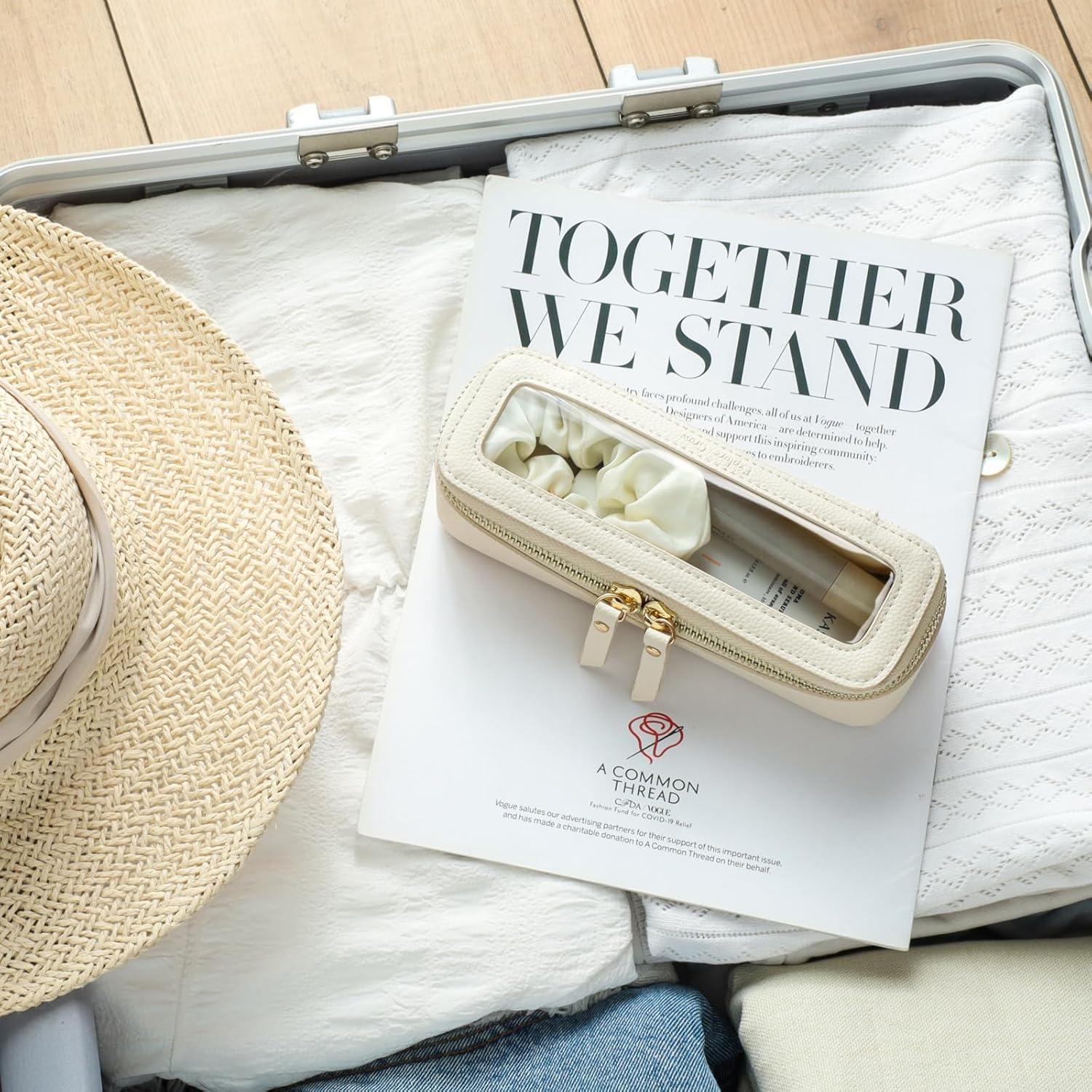 Bolsa de Maquillaje Transparente Packism Slim Crema 19x6x6.5cm