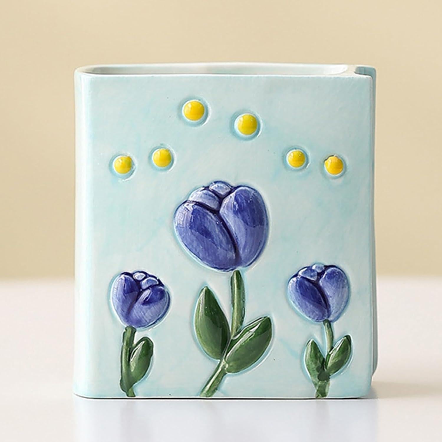 Soporte para Cepillos de Dientes Tulipán Azul Cerámica Busnos