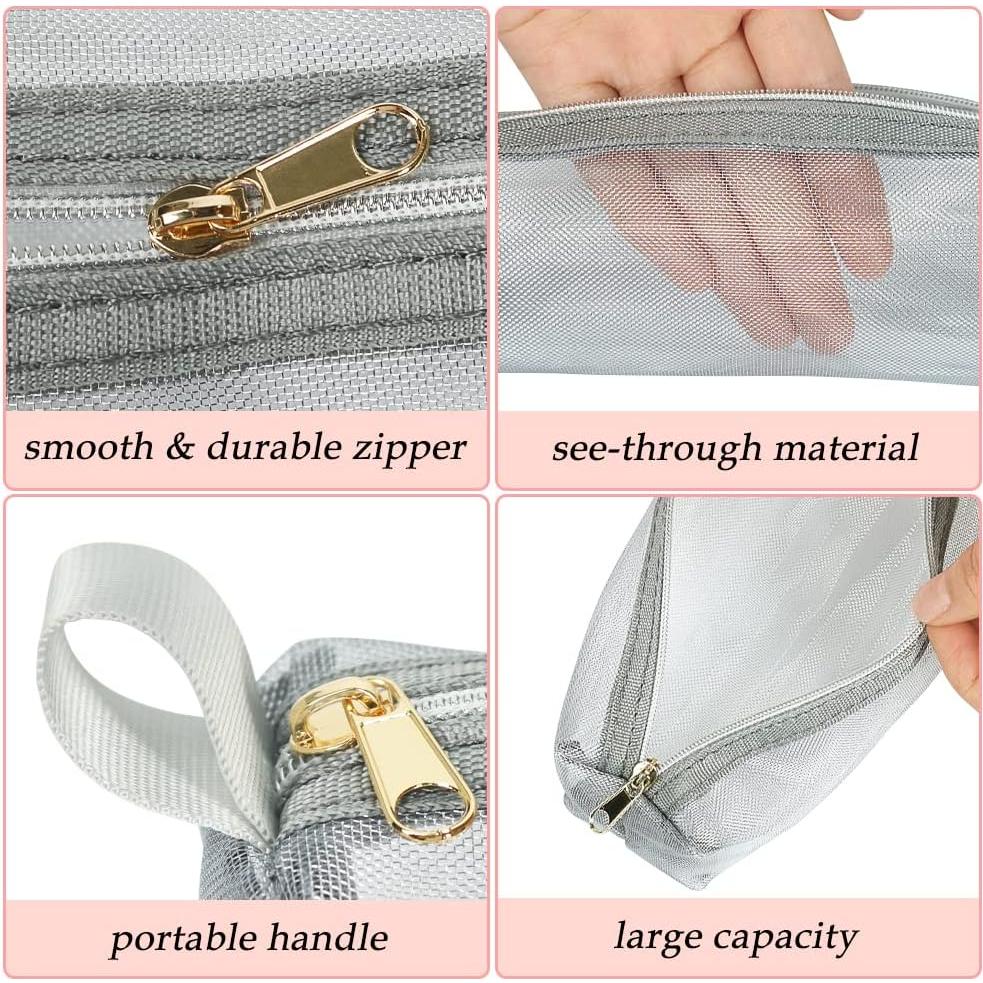 Bolsa de Maquillaje de Malla 3Pcs Nylon Organizador Cosmético